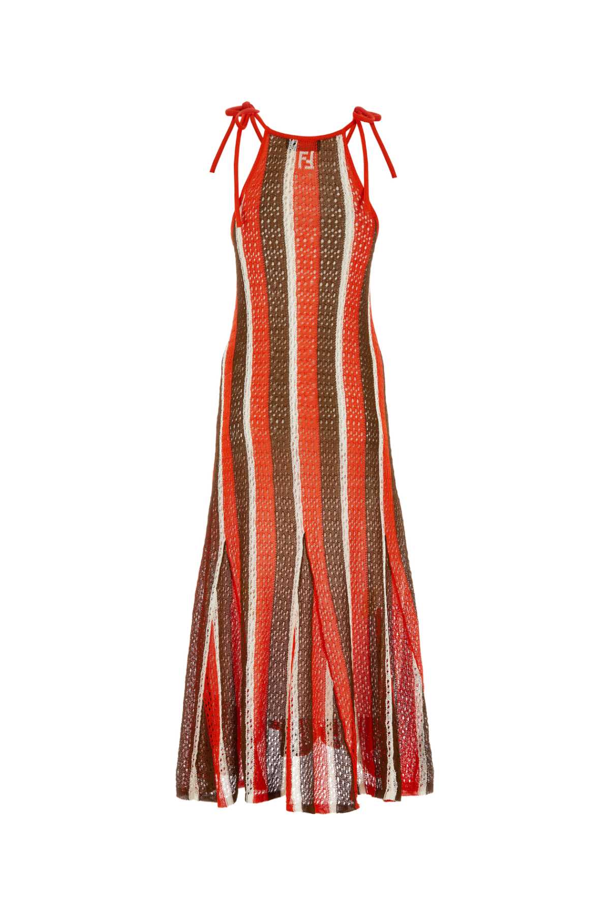 Fendi Multicolor Crochet Dress In Brown