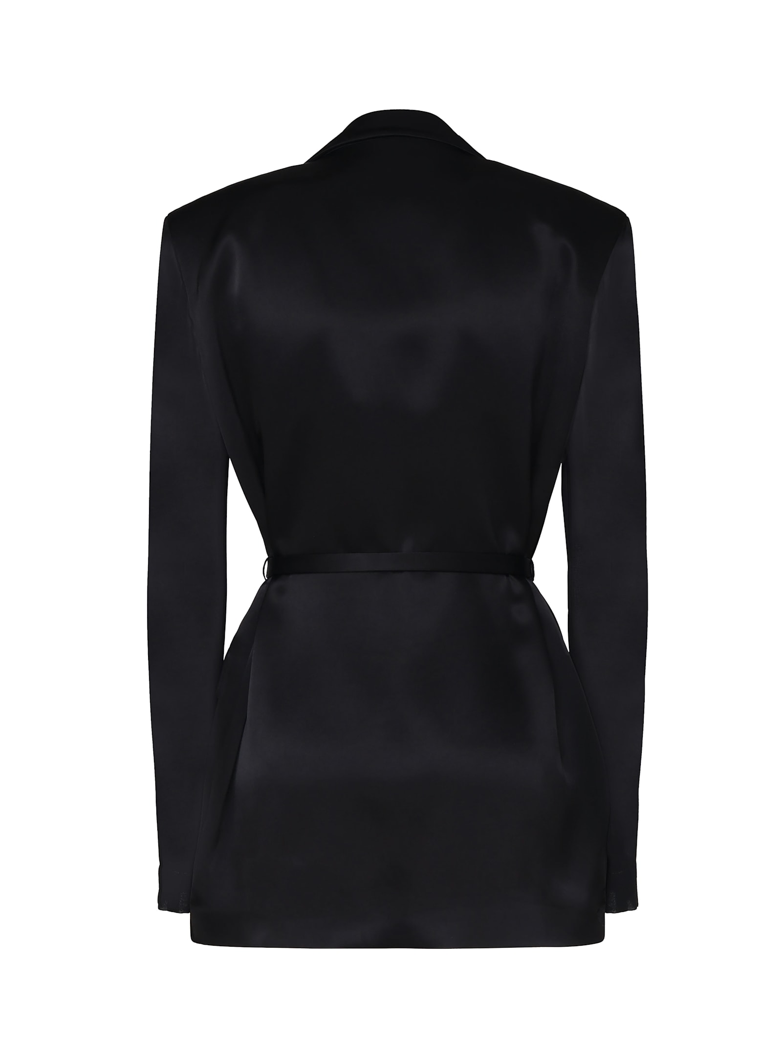 Shop Pinko Sheer-sleeve Shiny Blazer In Black Limousine