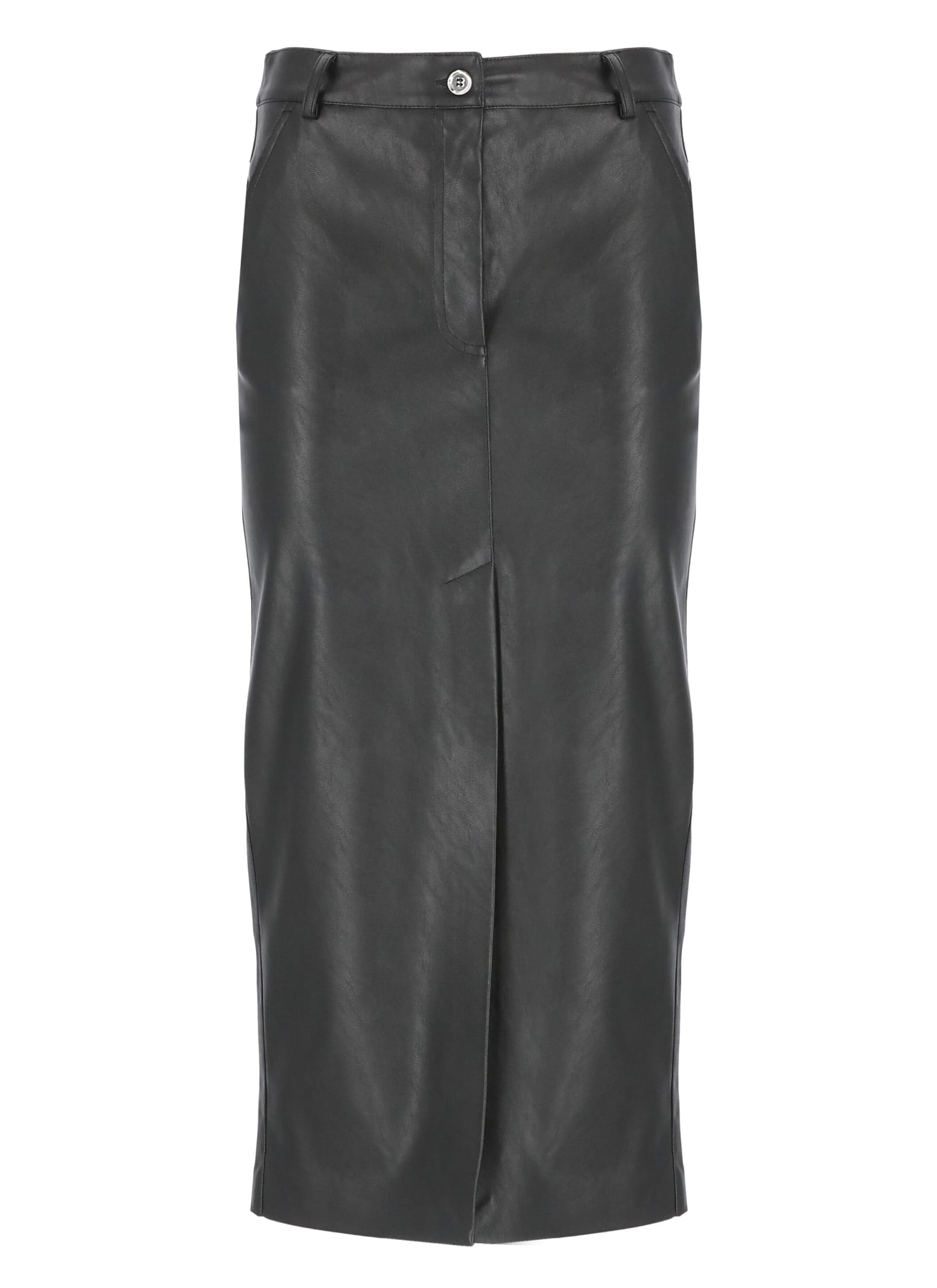 Shop Pinko Leather Effect Skirt In Black