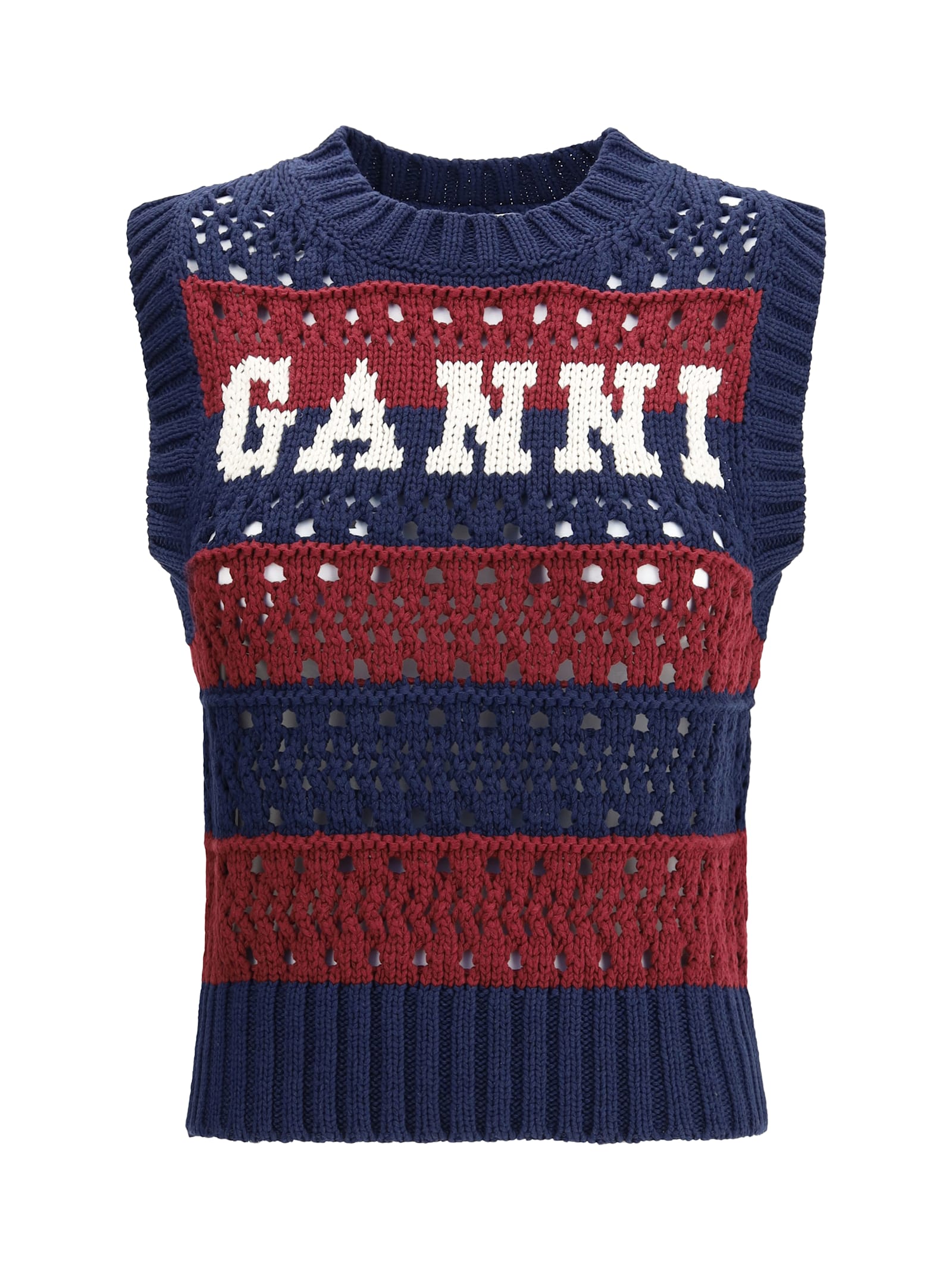 Ganni Striped Vest In Multi