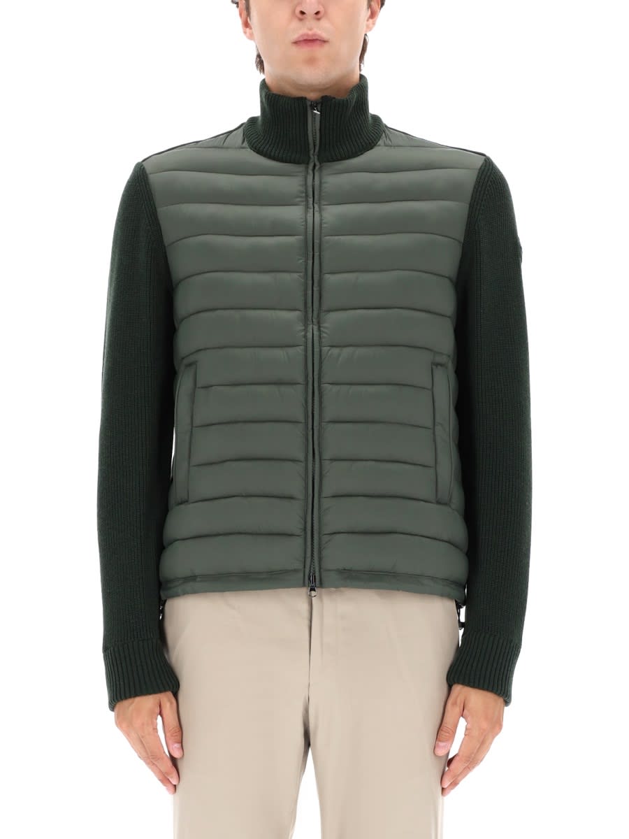 Colmar Hybrid Jacket With Knitted Sleeves In Green