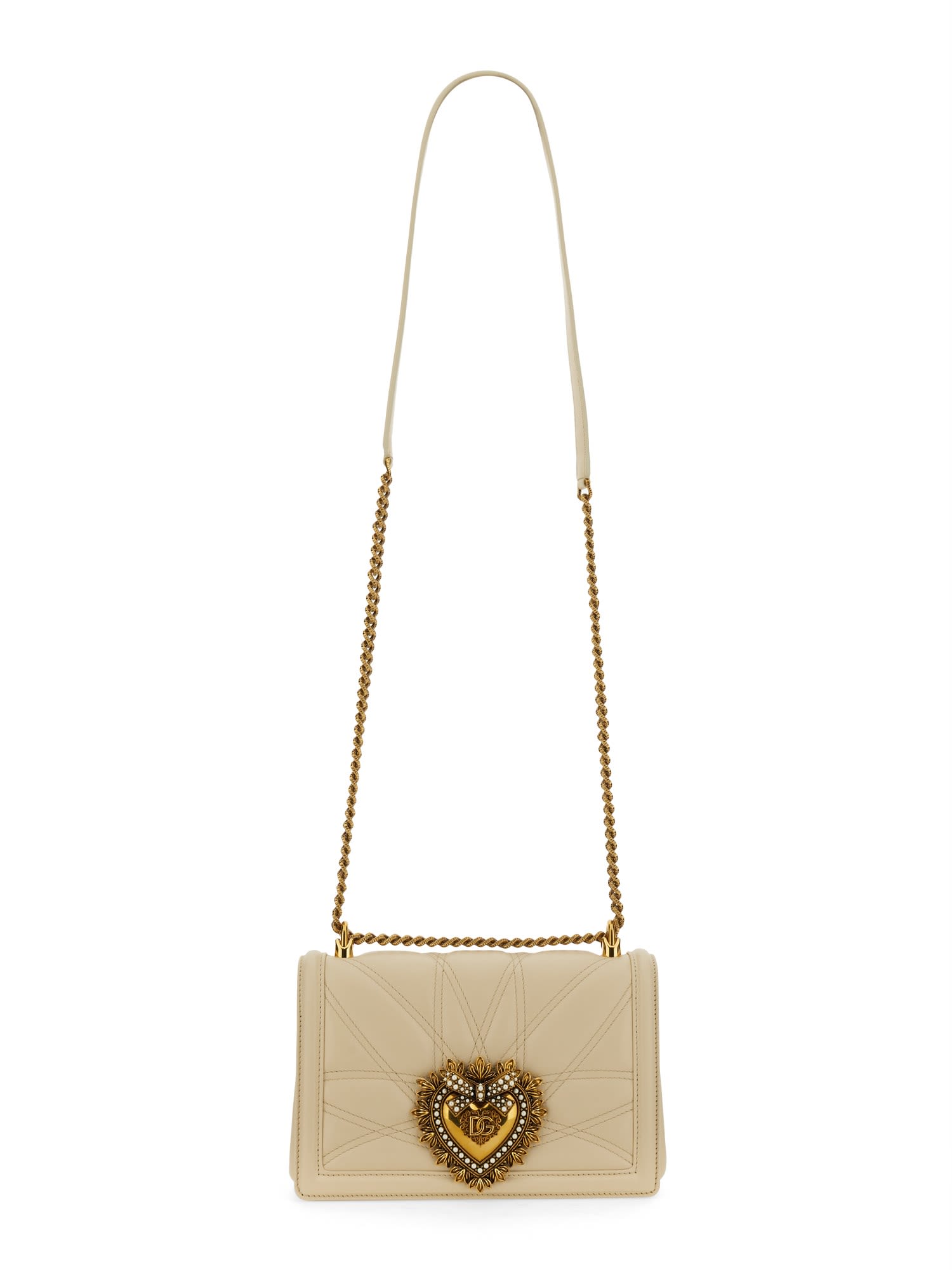 ショルダーバッグ・ポシェット DOLCE & GABBANA IVORY NAPPA LEATHER DEVOTION SHOULDER BAG Dolce & Gabbana Women Ivory Nappa Leather Devotion Shoulder