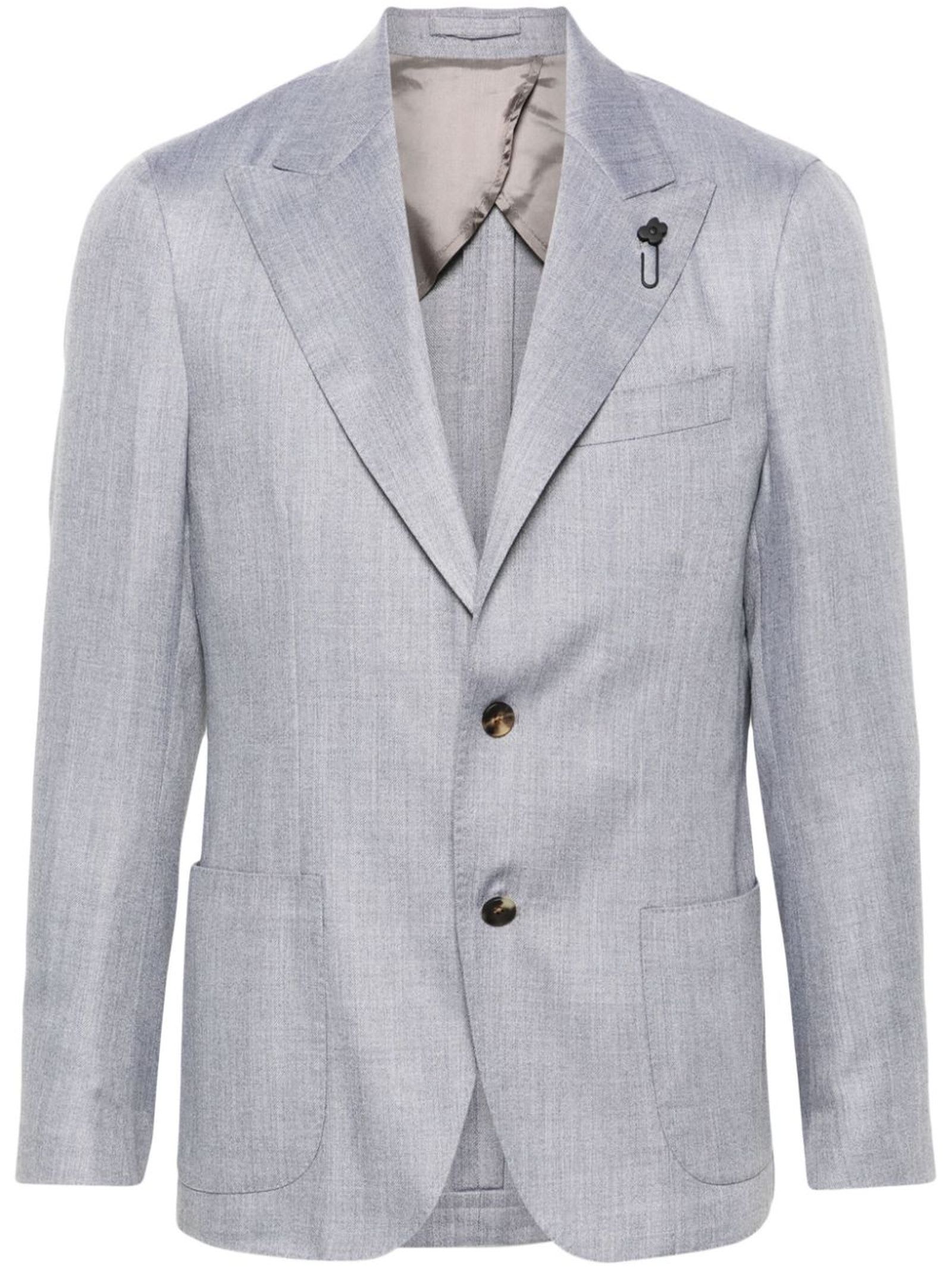 Grey Virgin Wool Cashmere And Silk Blazer