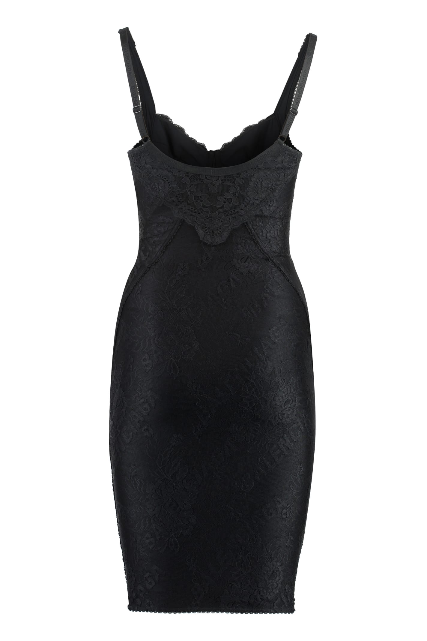Shop Balenciaga Lace Mini Dress In Black