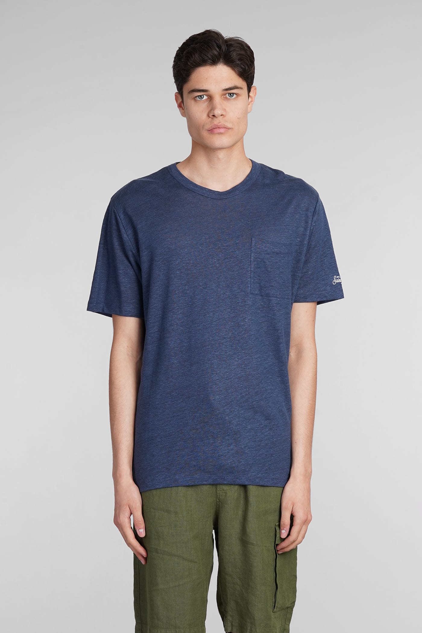 Shop Mc2 Saint Barth Ecstasea T-shirt In Blue Linen