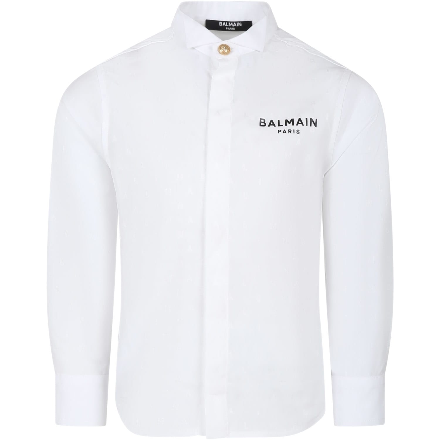 Balmain White Shirt For Boy With Logo
