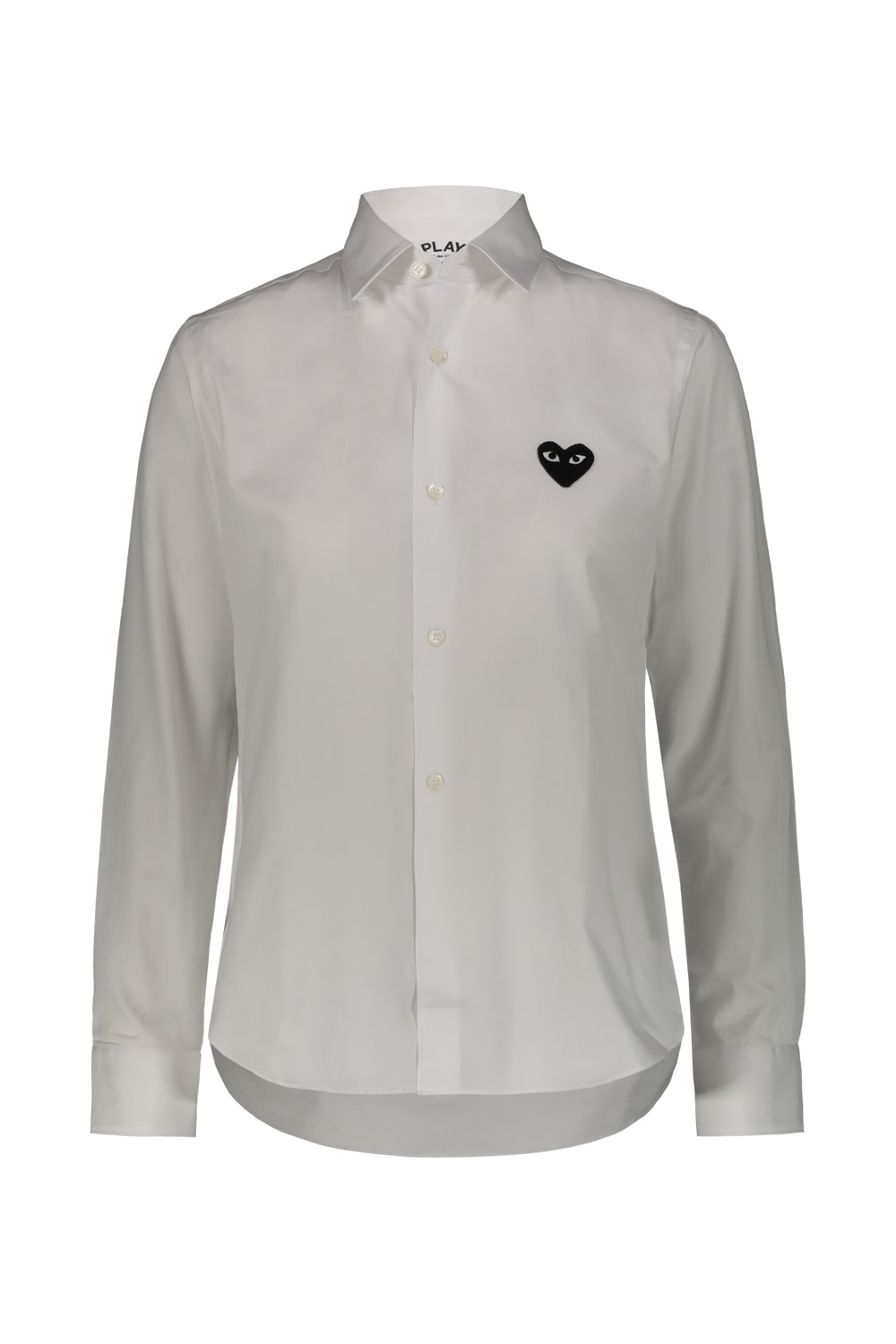 Shop Comme Des Garçons Play Play Comme Des Garçons Shirt In Cotton Poplin With Black Embroidered Heart In White