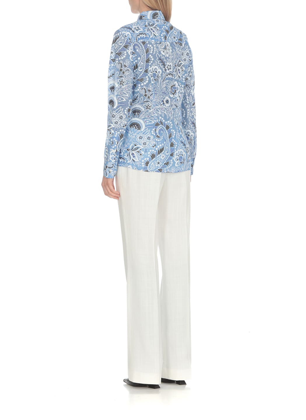 Etro Paisley-print Cotton Blend Shirt In Light Blue