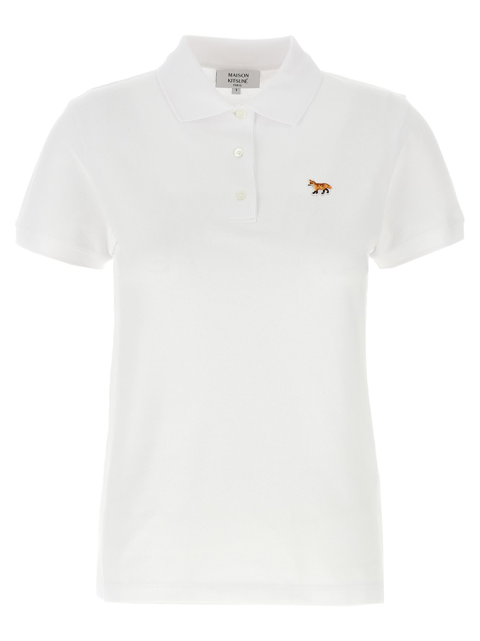 Maison Kitsuné White Cotton Baby Fox Polo Shirt In White
