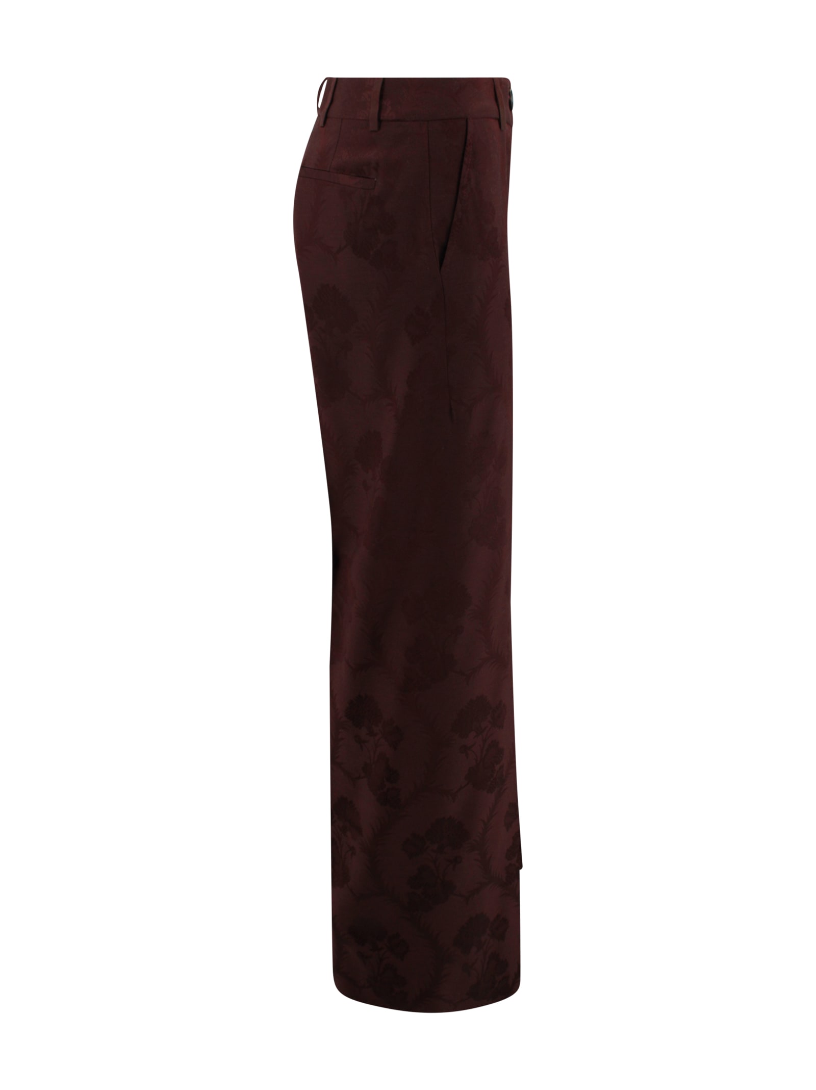 Etro Floral Pattern Trousers Featuring Pockets In Brown