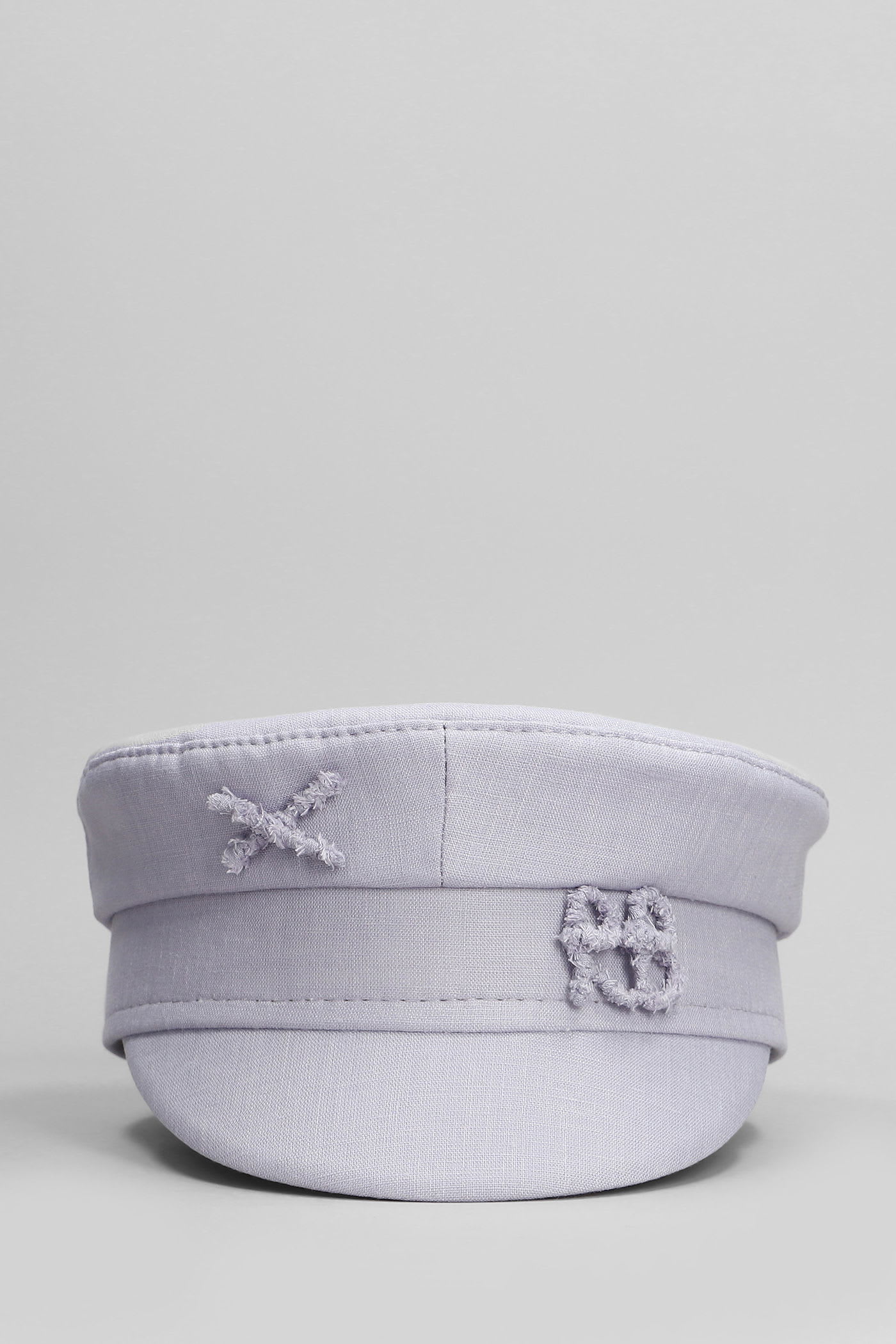 Ruslan Baginskiy Baker Boy Hats In Viola Linen In Gray