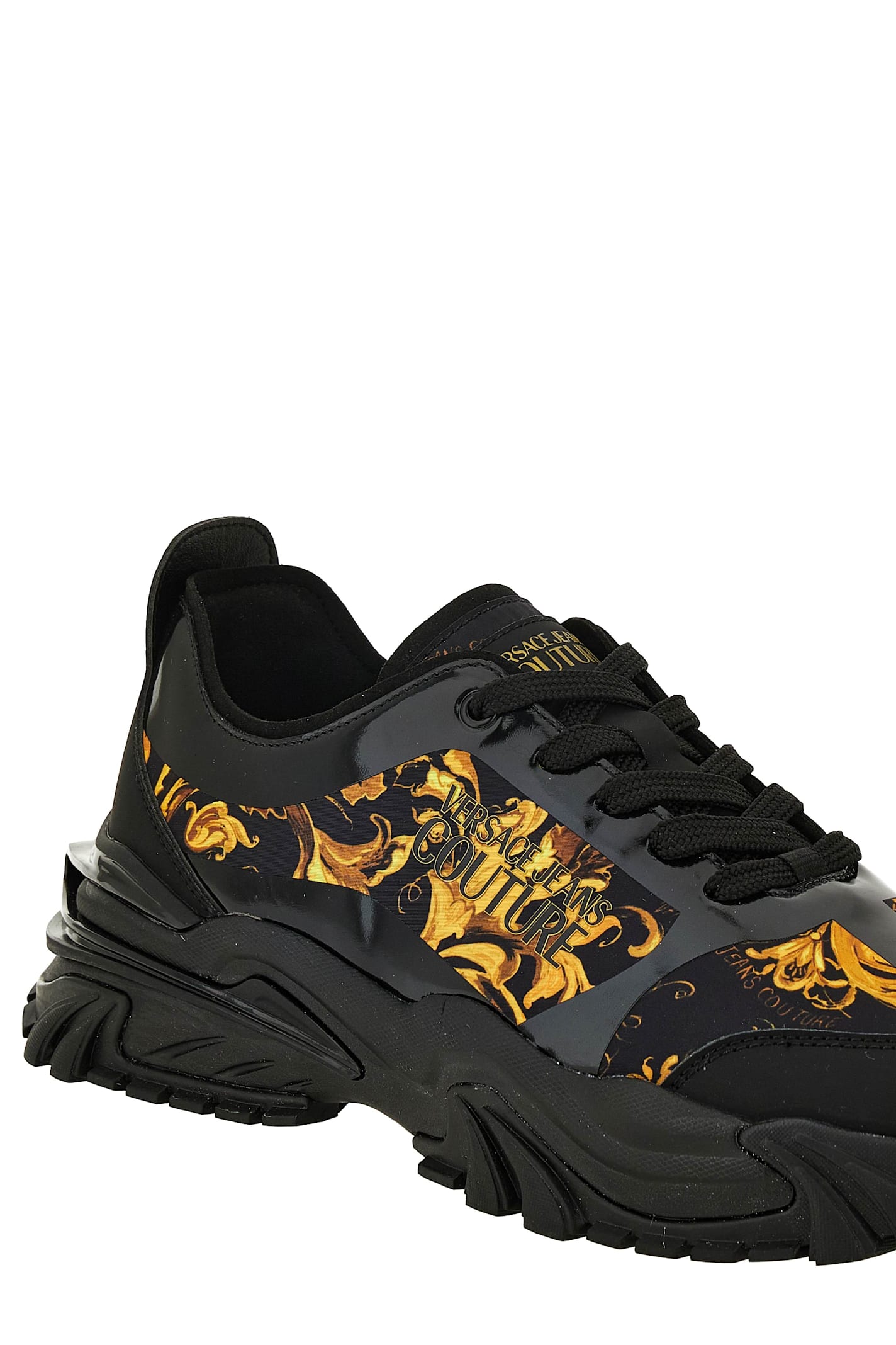 Versace Jeans Couture Watercolor Couture-print Sneakers In Black