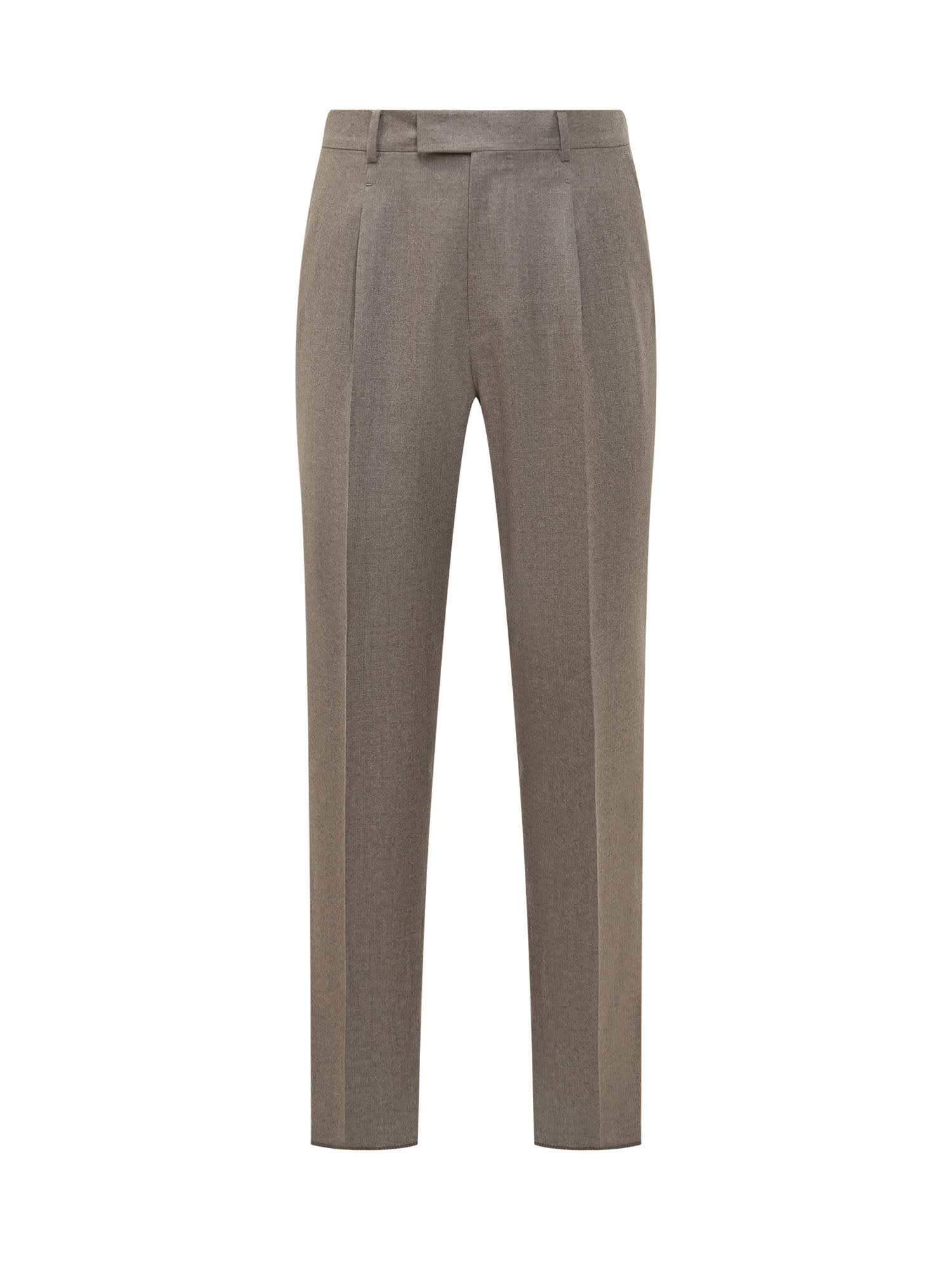 Shop Zegna Wool Trousers In Sabbia