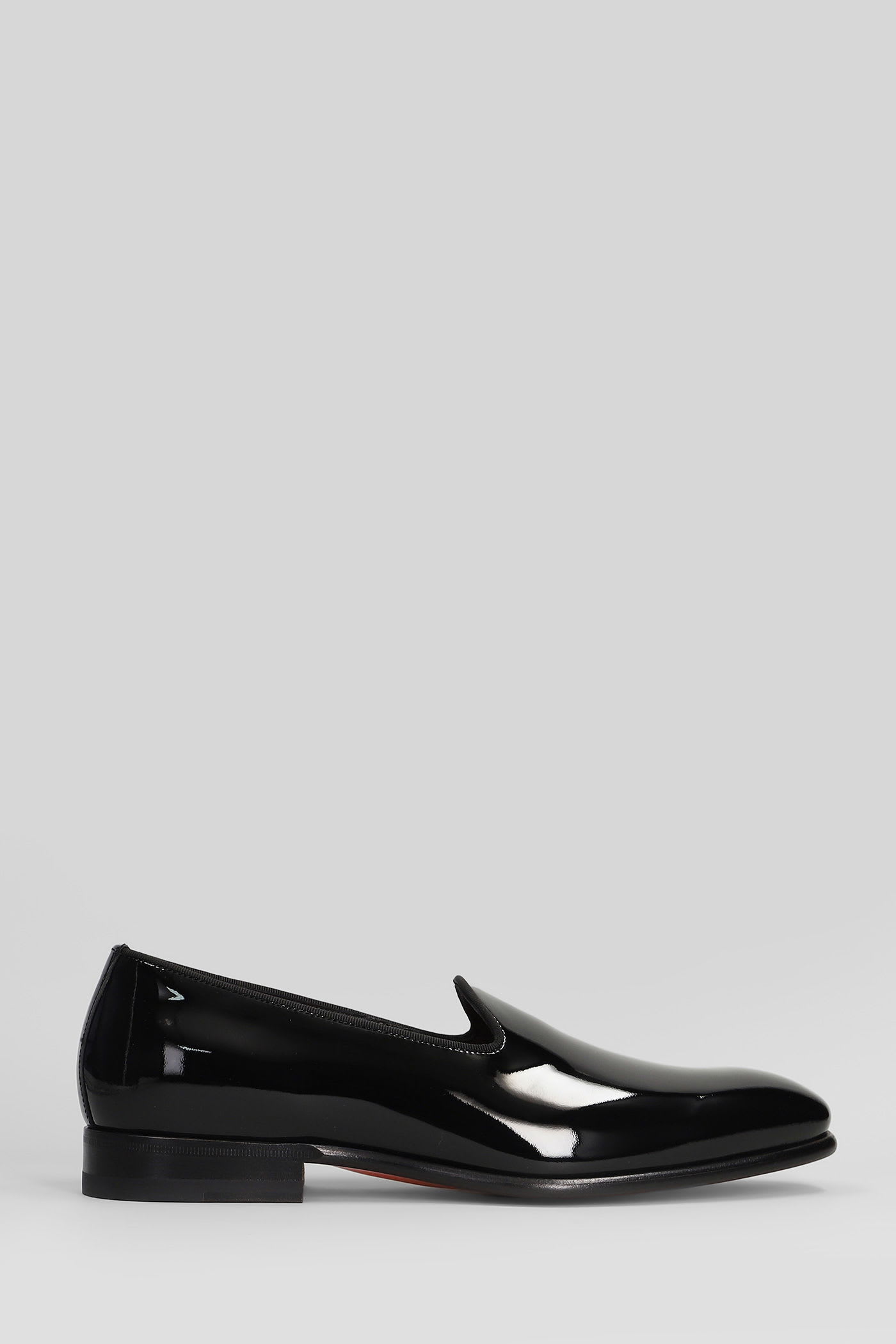 Santoni Brody Loafers In Black Patent Leather In Black