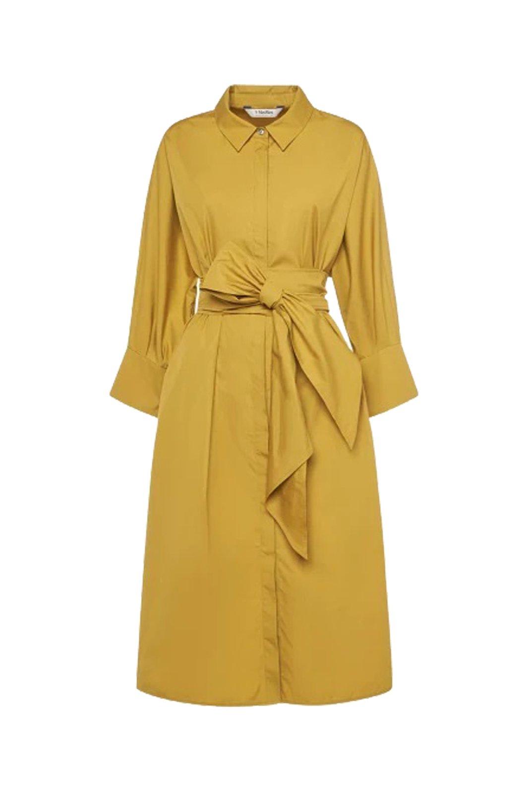 Shop 's Max Mara Belted Long-sleeved Dress In Mustard