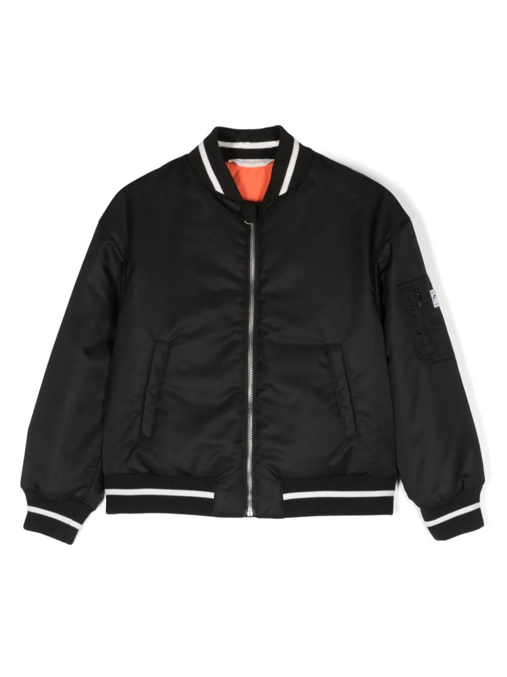 Palm Angels Black Bomber Jacket With Curved Logo