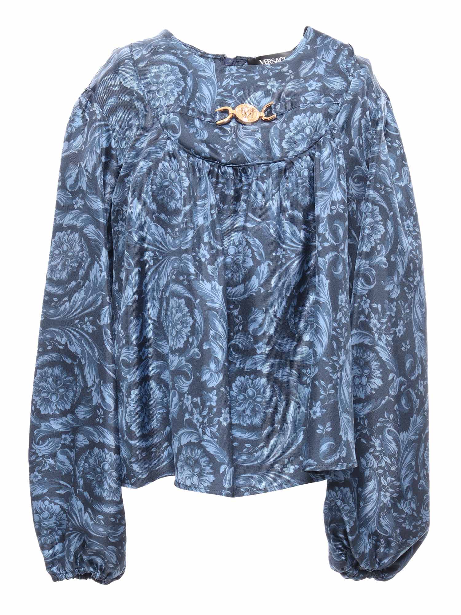 Versace Kids' Baroque Style Shirt In Blue