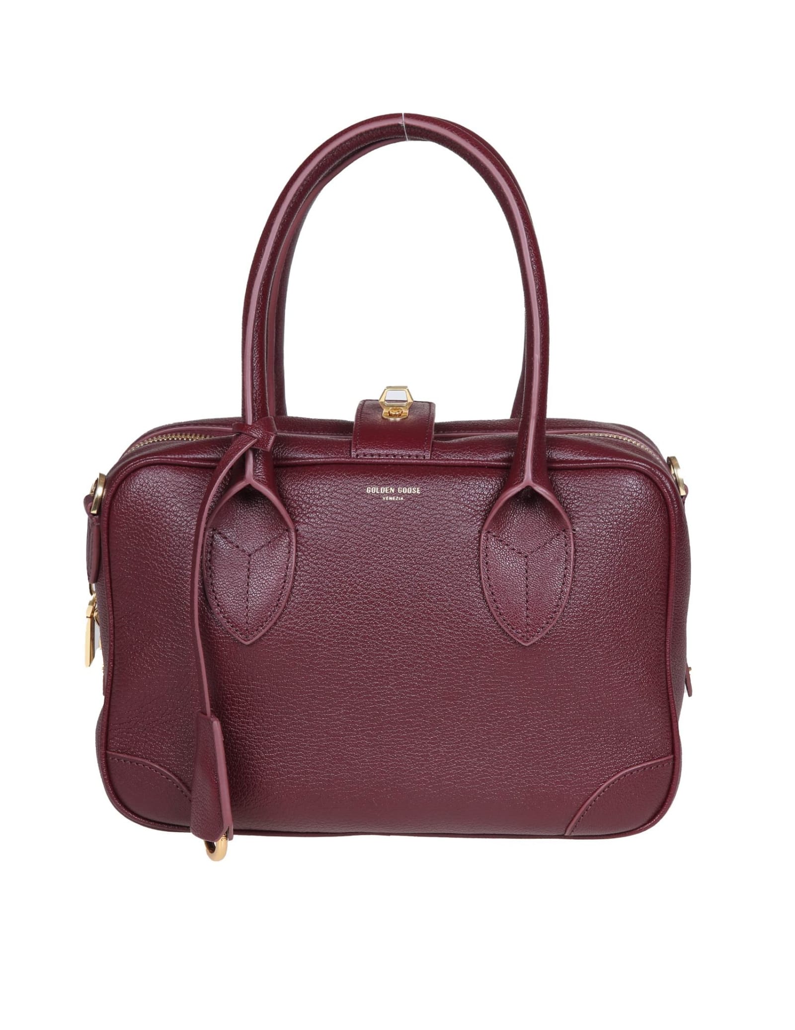 Shop Golden Goose Vita Handbag In Burgundy Leather