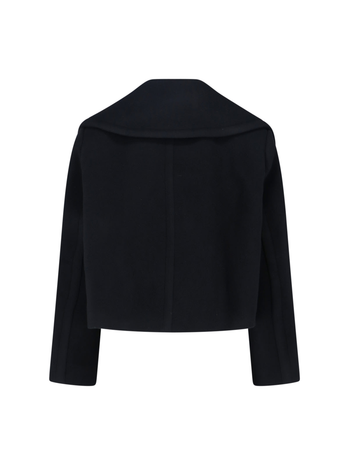 Patou Short Double-breasted Coat In Black