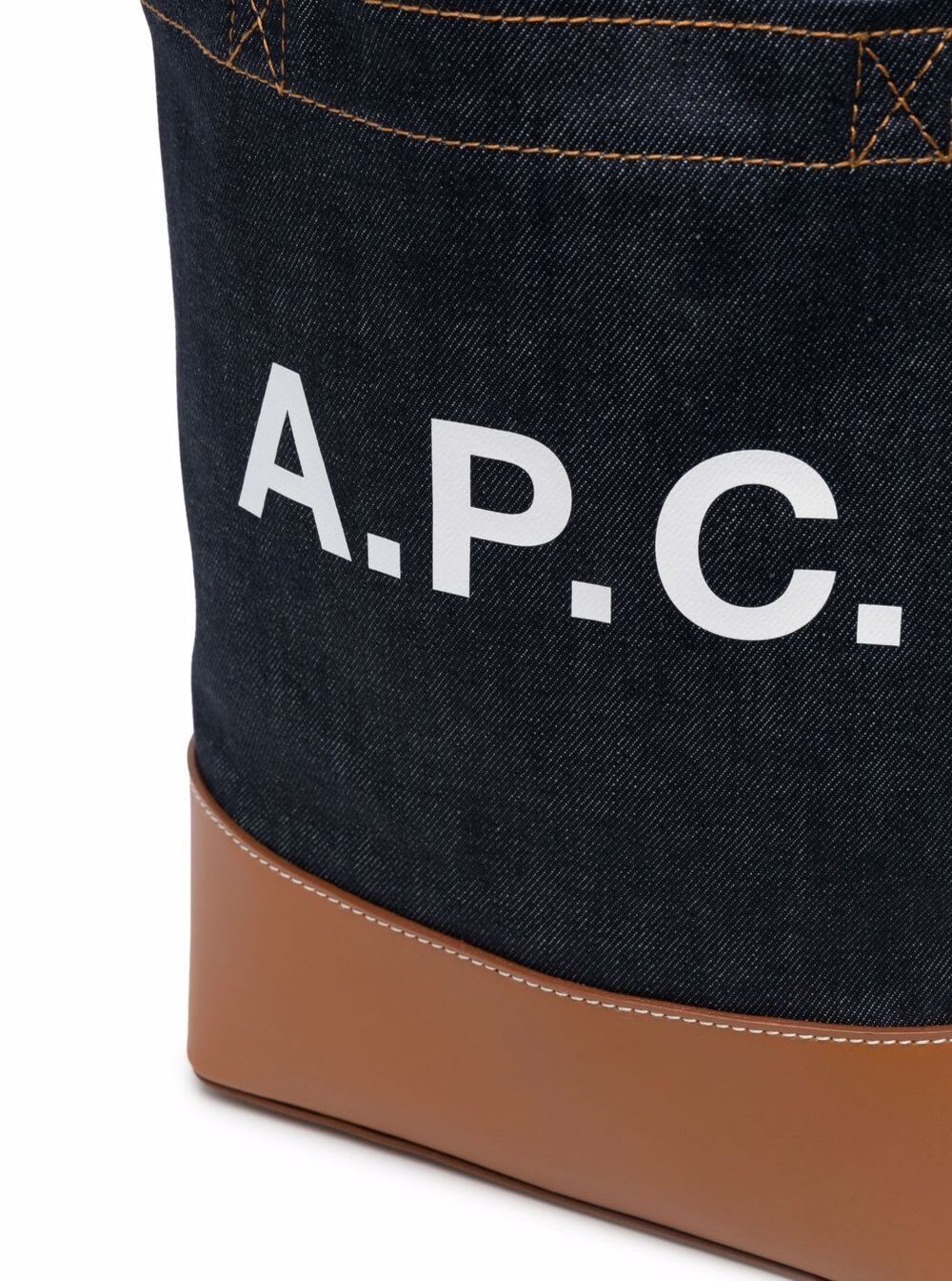 Shop Apc A.p.c Woman Fabric And Leather Tote Bag With Print In Brown