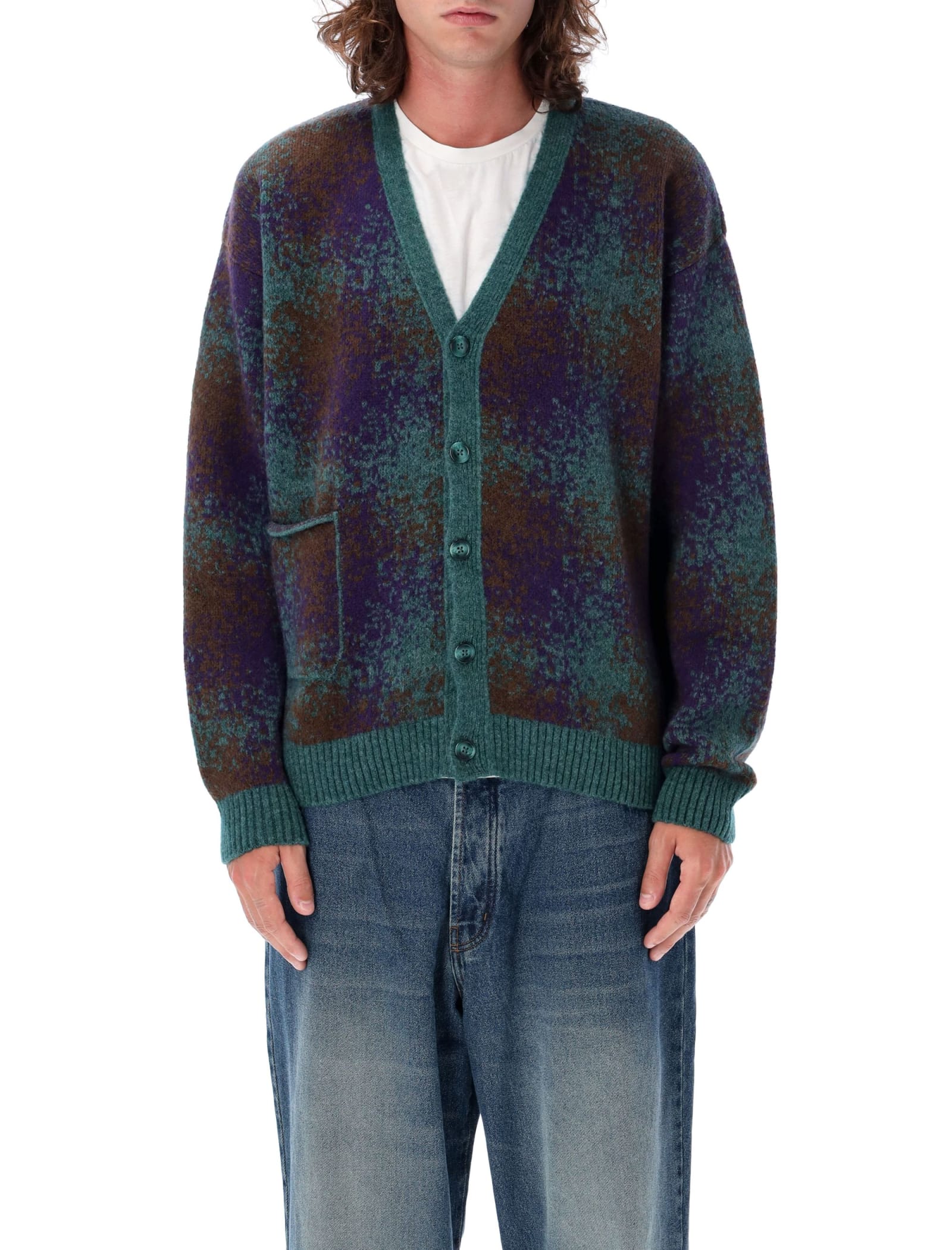 Shop Pop Trading Company Gradient Cardigan In Green Brown