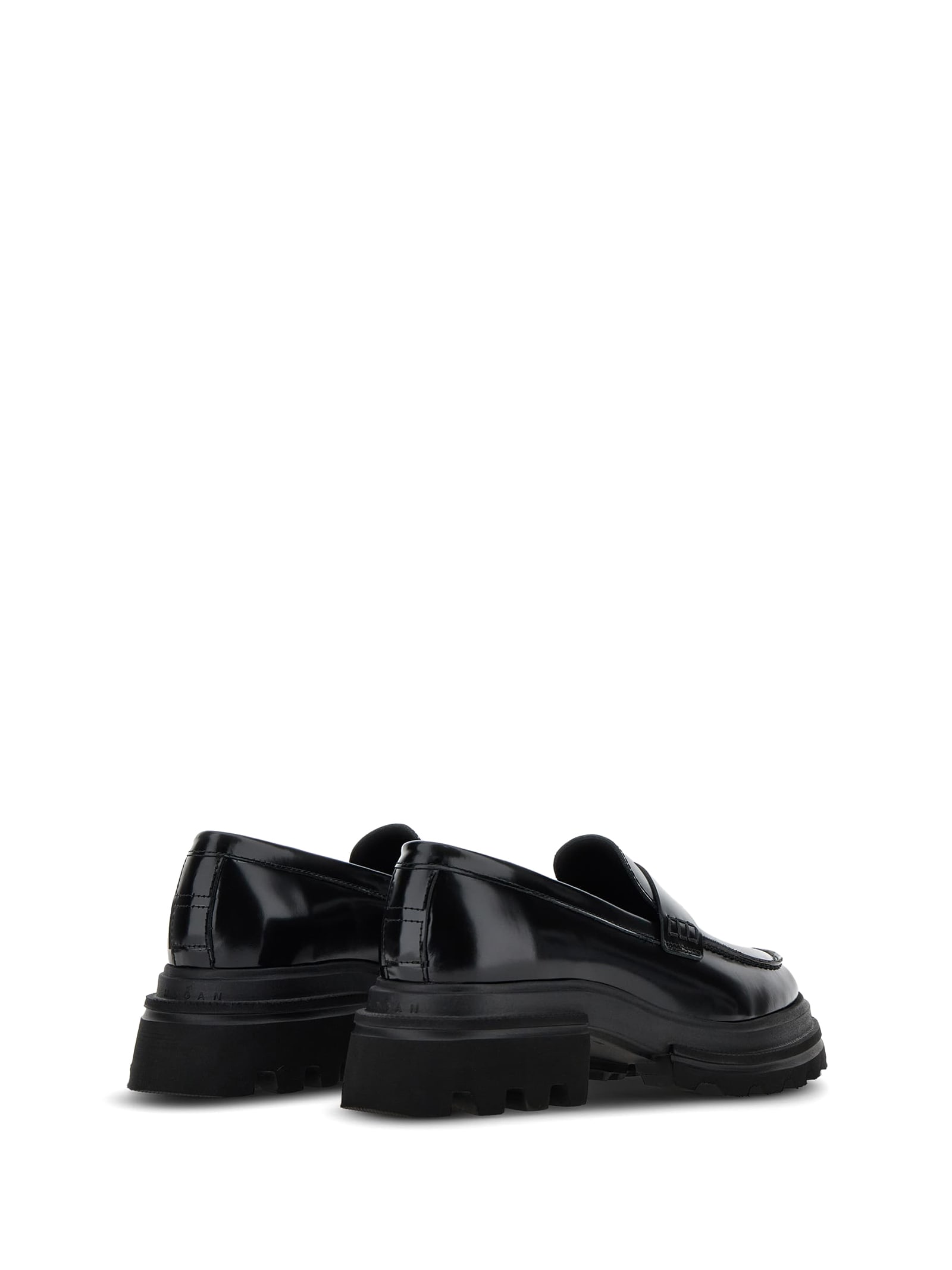 Shop Hogan H674 Black Leather Moccasin In Nero