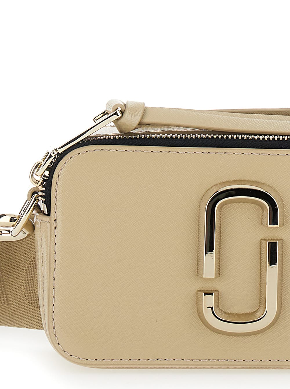 MARC JACOBS THE SNAPSHOT BEIGE SHOULDER BAG WITH METAL LOGO AT THE FRONT IN LEATHER WOMAN 