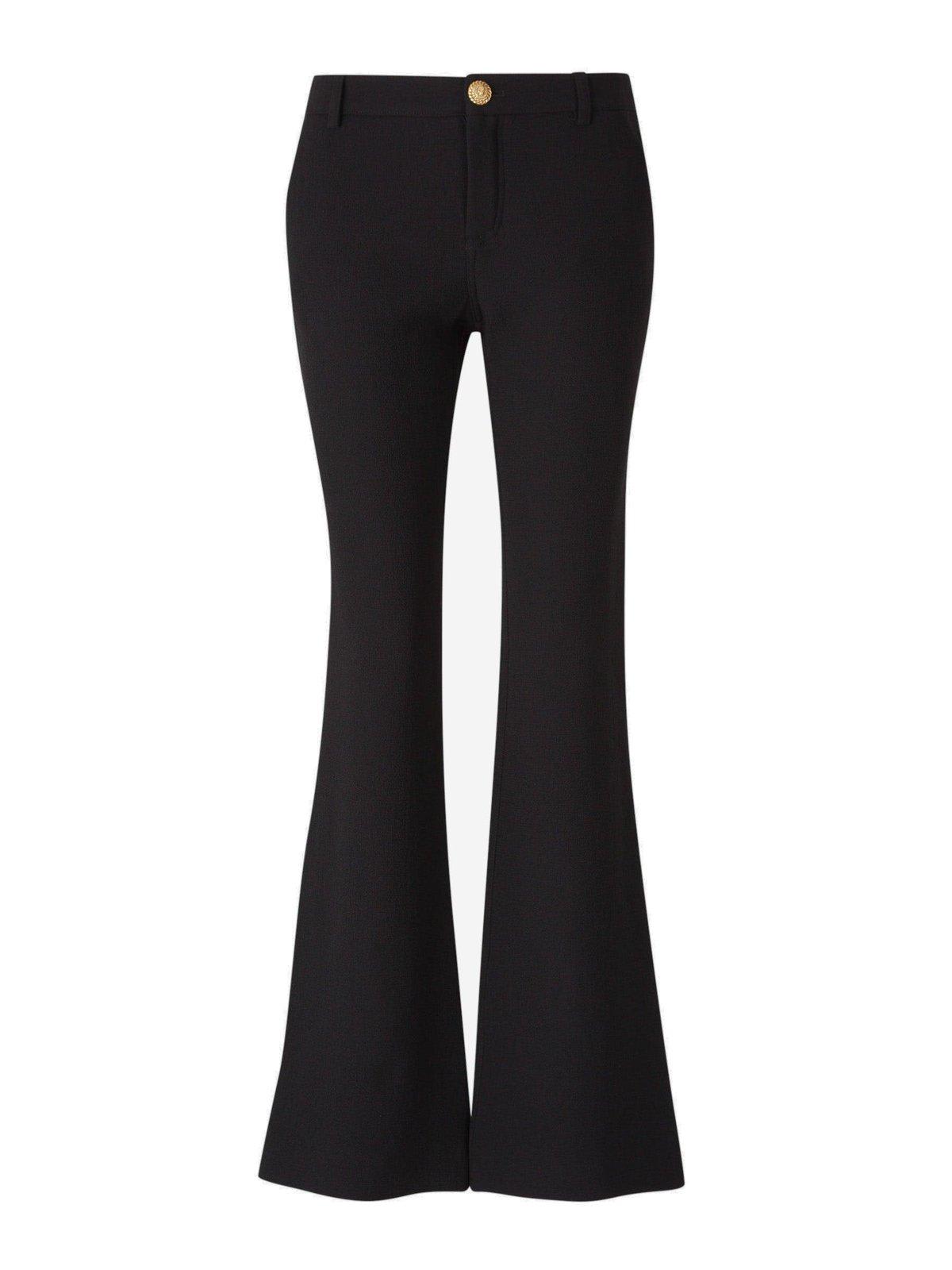 Shop Balmain Bootcut Crepe Trousers In Black