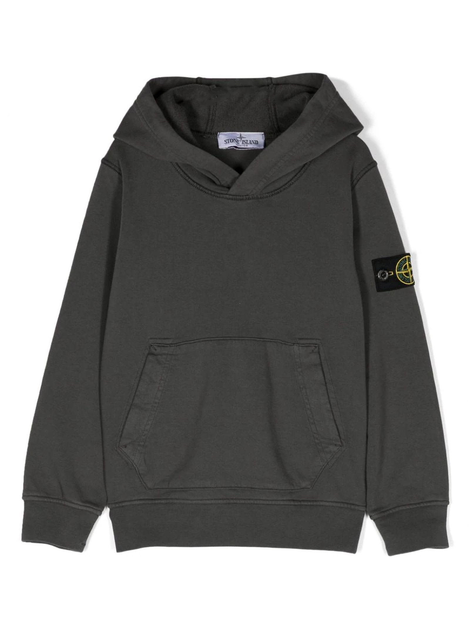 Stone Island Compass-badge Cotton Sweatshirt In Grigio