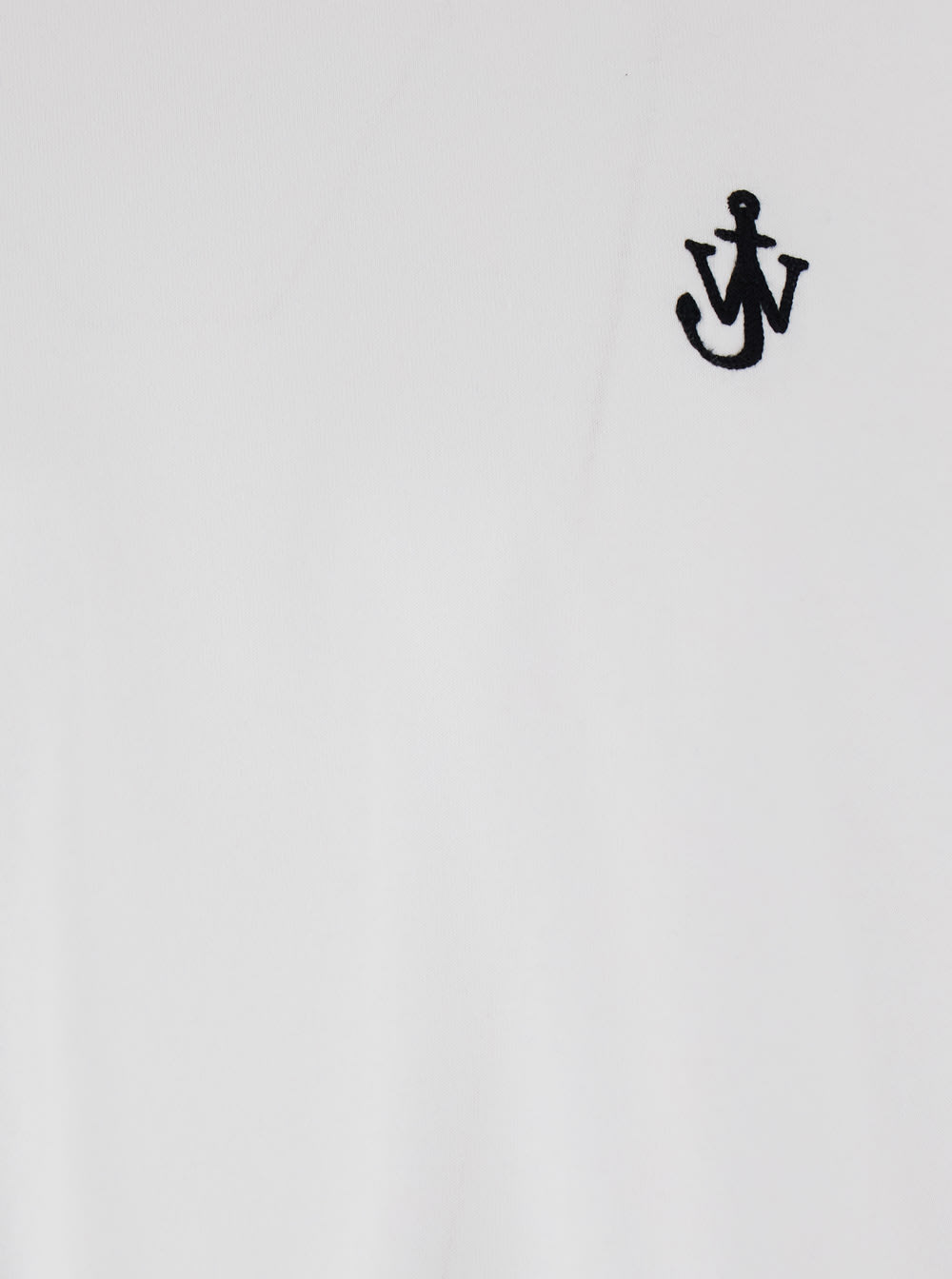 Jw Anderson Men White Crewneck T-shirt With Logo Embroidery On The Front In Cotton Man In White