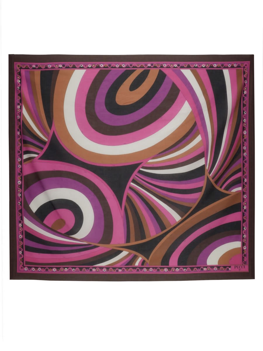 Pucci Sarong With Iris Print And Waves In Multicolour