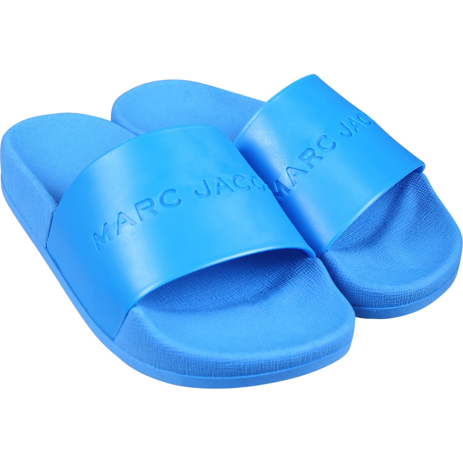 Shop Little Marc Jacobs Blue Slippers For Kids With Logo