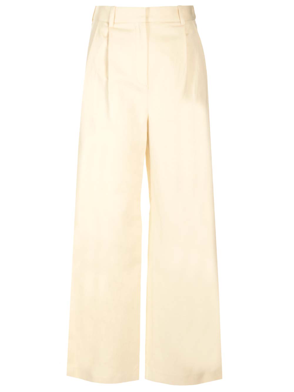 Loulou Studio Wide Ivory Trousers In Silk In White