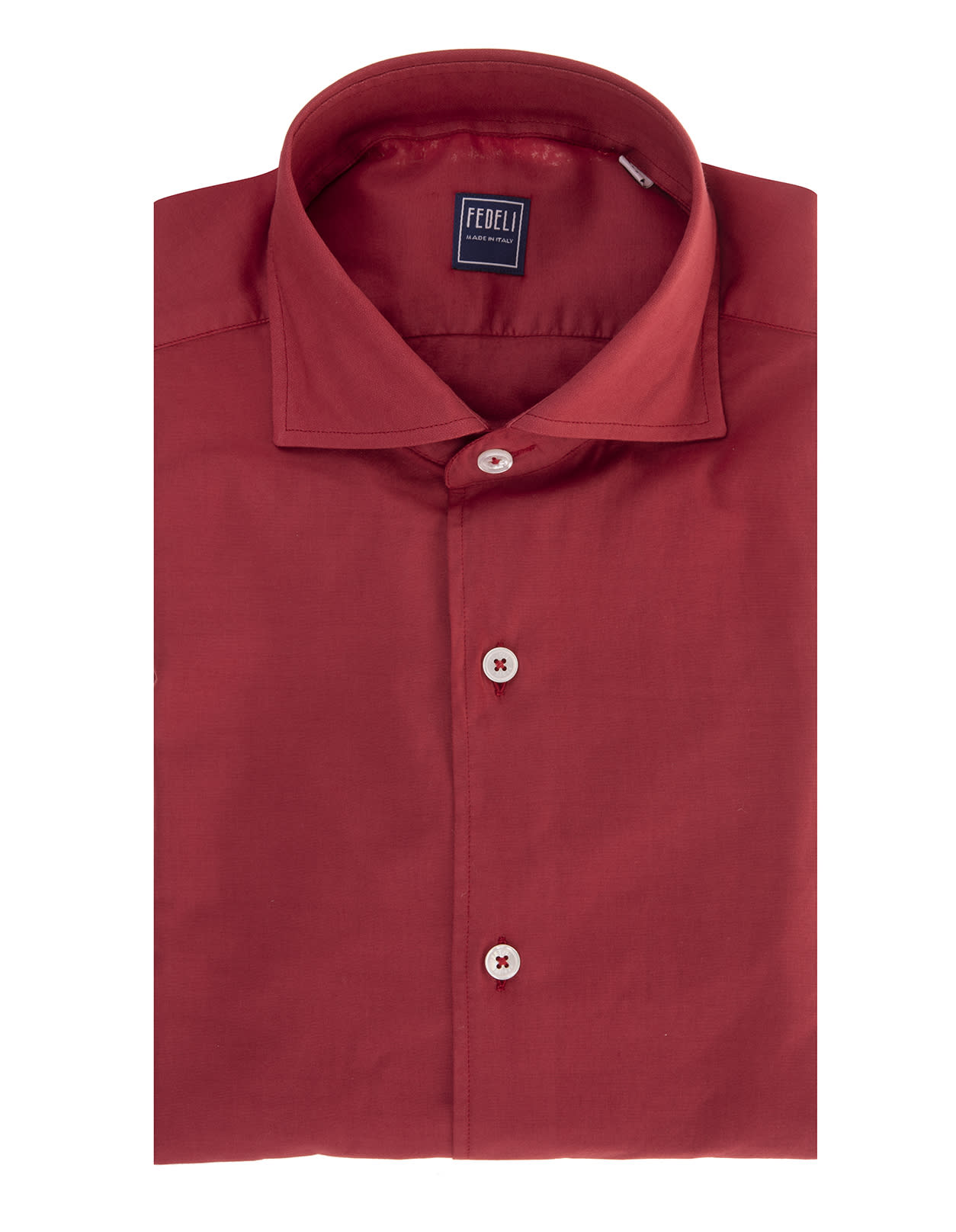 Fedeli Man Dark Red Lightweight Cotton Shirt