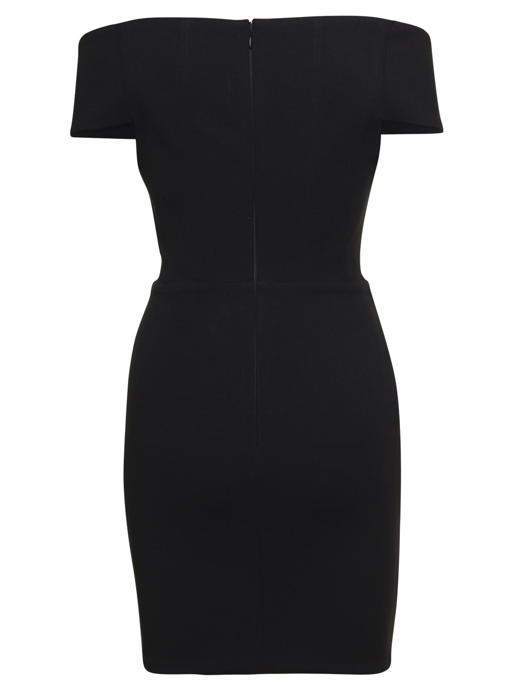 Shop Solace London Lola Mini Black Dress With Plunging Sweetheart Neckline In Stretch Crepe Woman