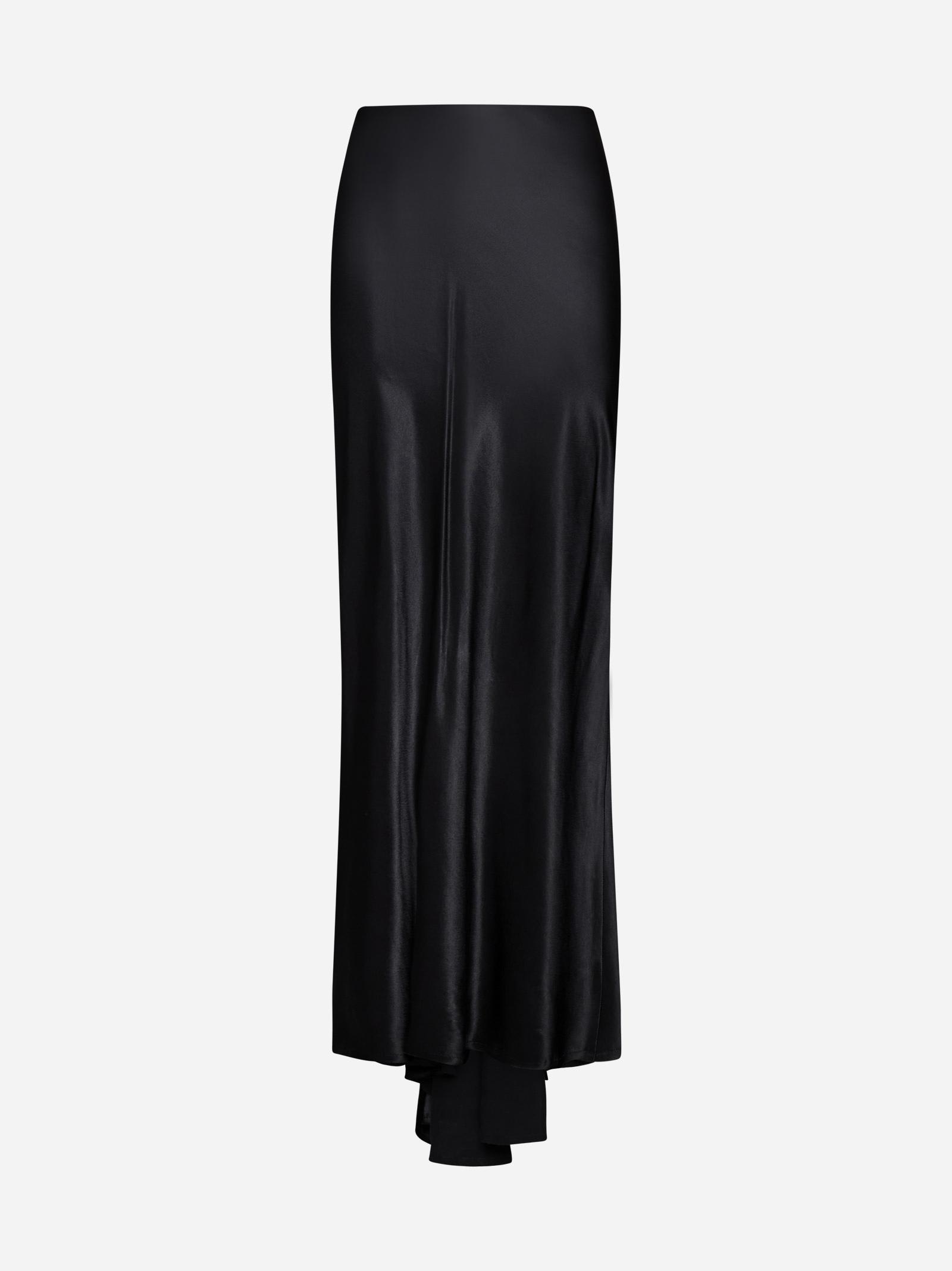 Shop Ann Demeulemeester Madeleen Satin Long Skirt In Black