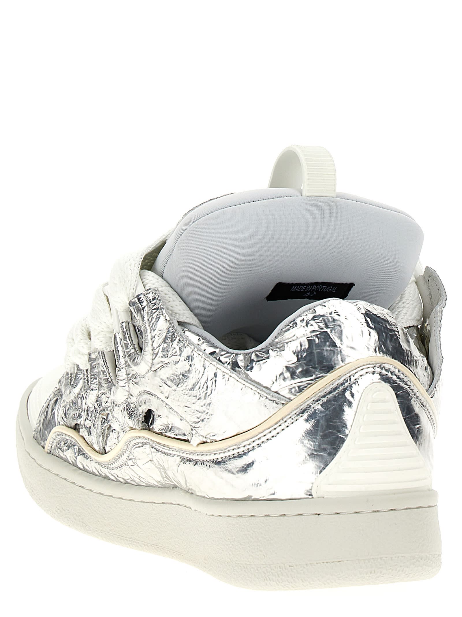 Shop Lanvin Curb Sneakers In Silver/white