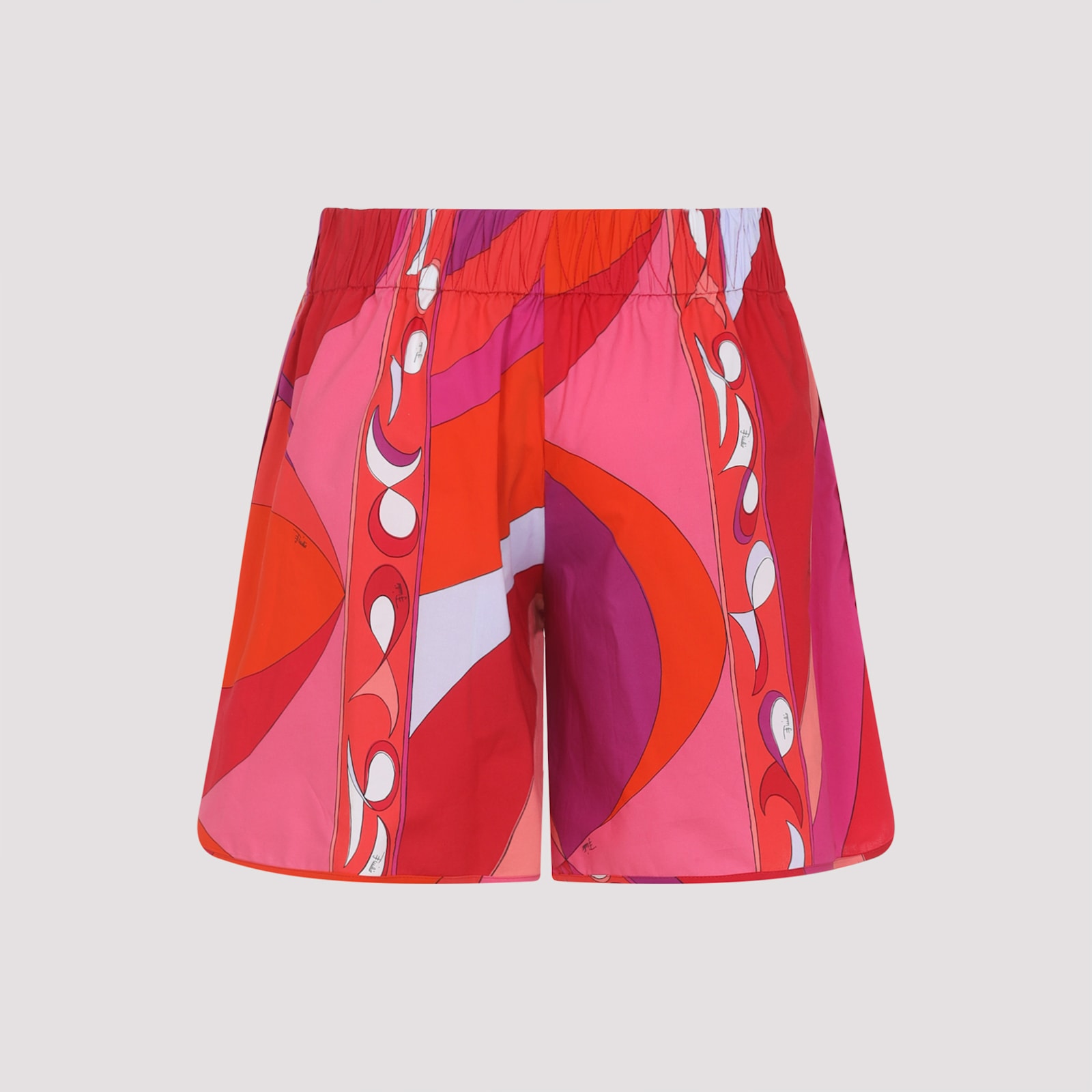 Pucci Geometric Design Cotton Shorts With Elastic Waistband In Pink