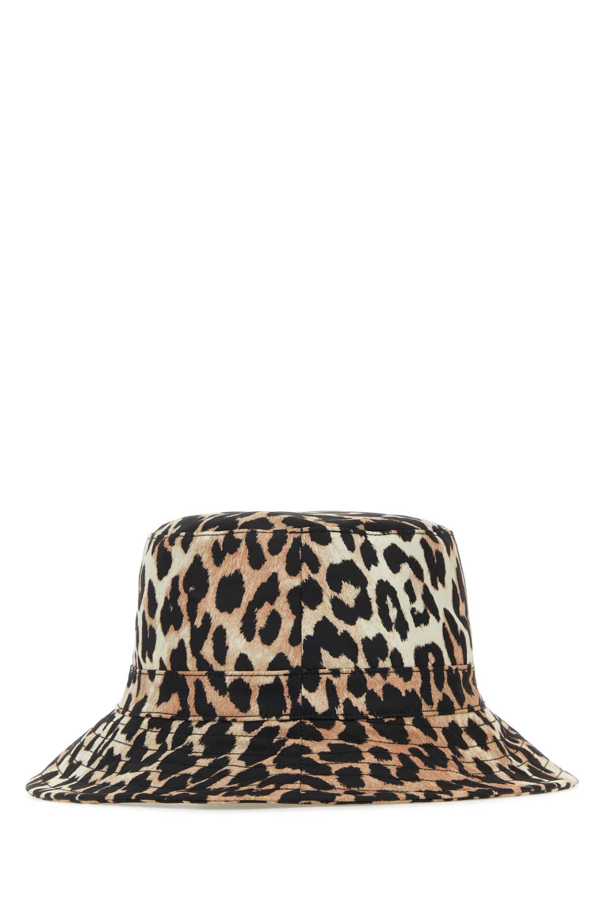 Shop Ganni Printed Polyester Bucket Hat In Leopard
