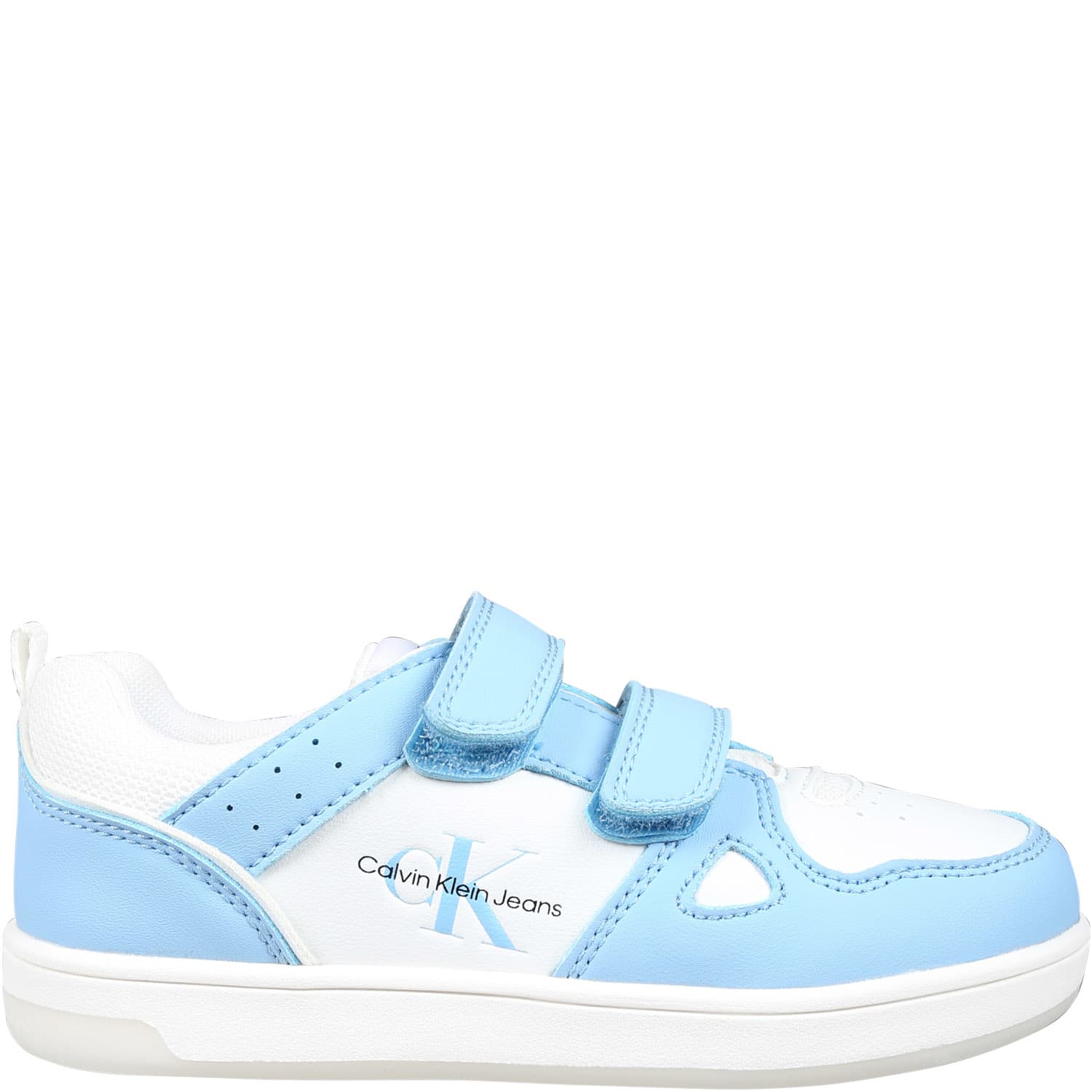 Shop Calvin Klein Light Blue Sneakers For Kids With Logo