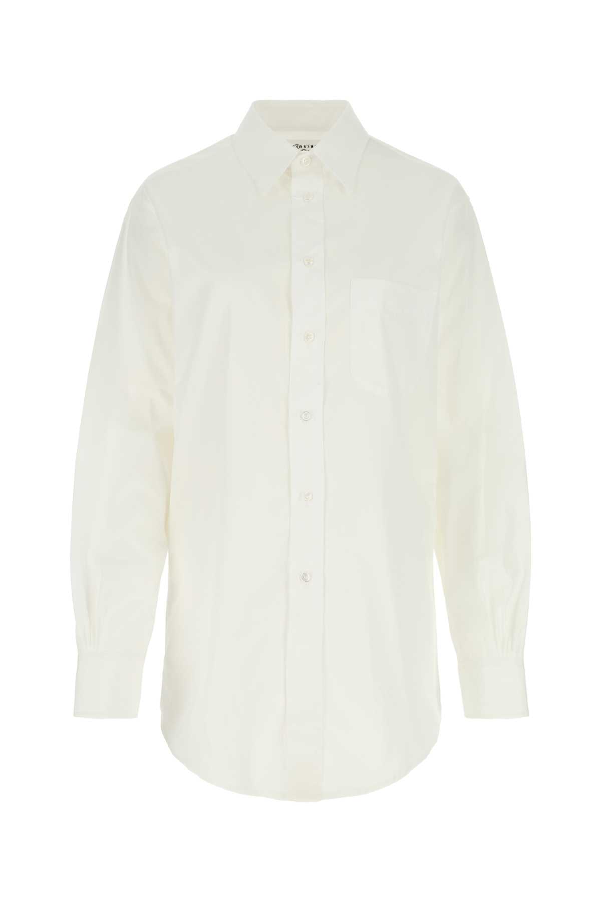 Shop Maison Margiela White Poplin Shirt In 100