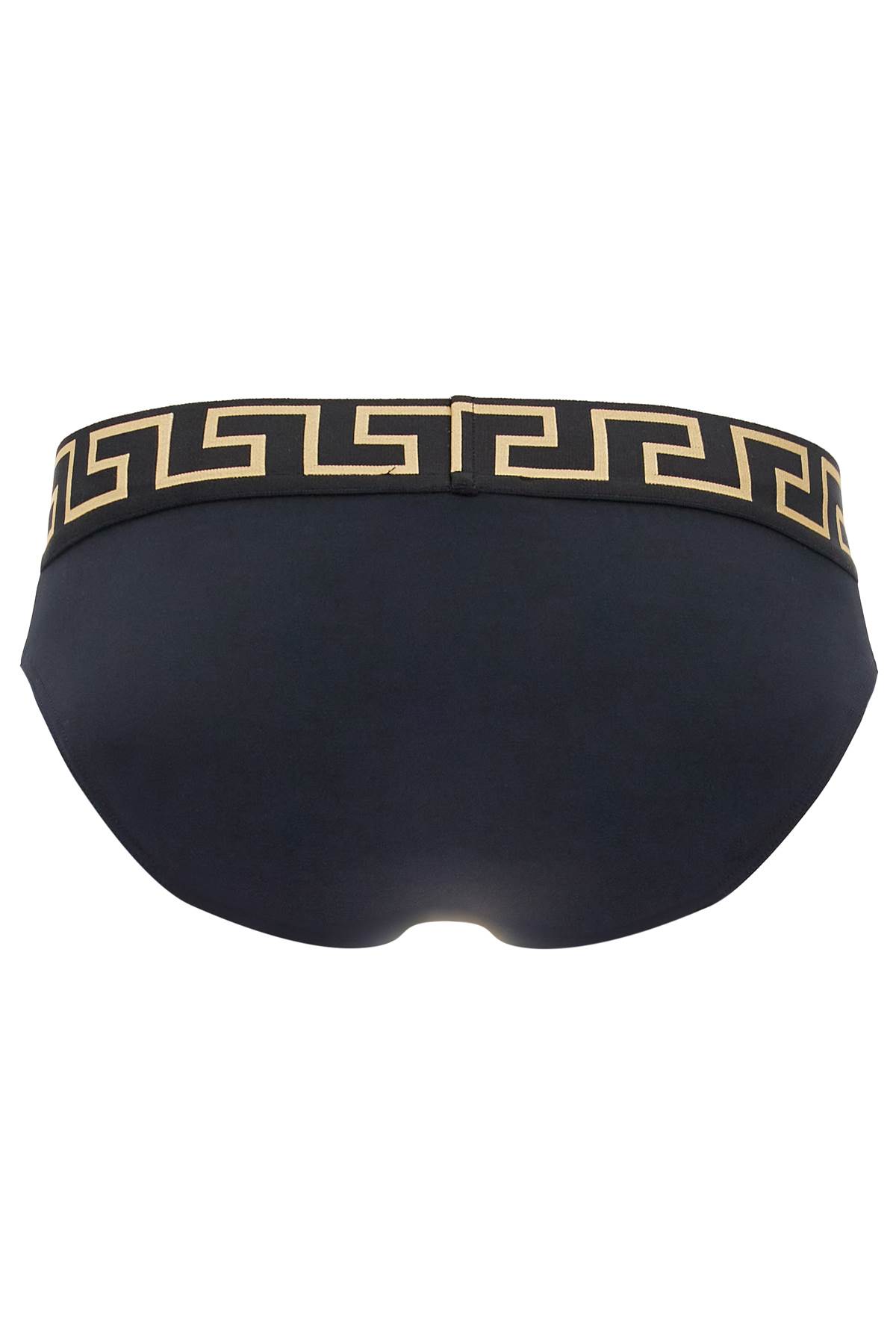 Shop Versace Sea Border Greek Edge Swim In Black Gold Greek Key (black)