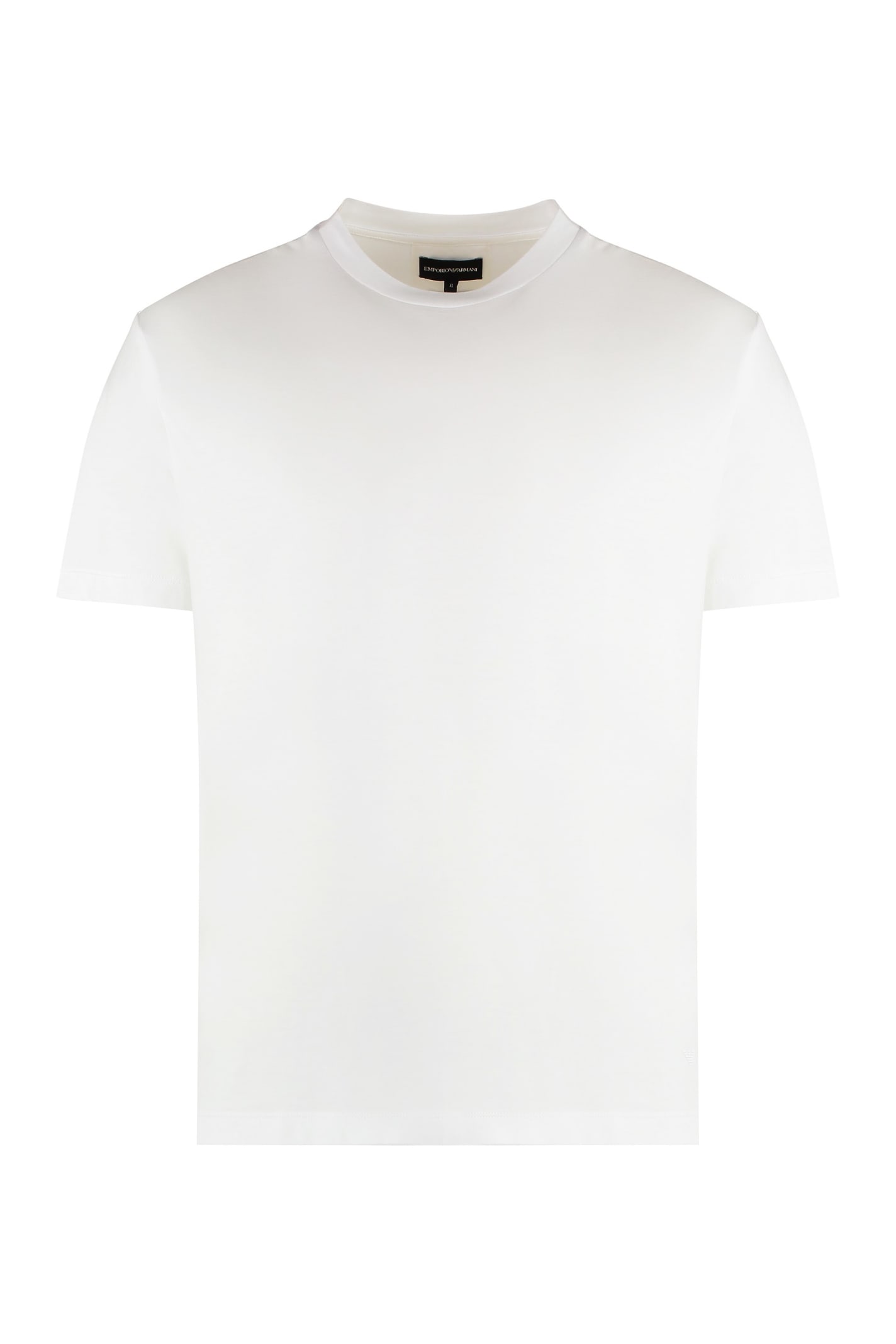 Emporio Armani White Logo Embroidery T-shirt In White