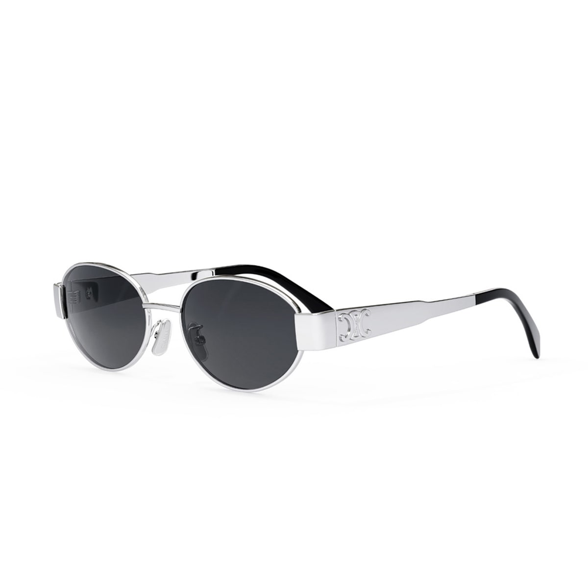 Celine Cl40235u Triomphe Metal 16a Sunglasses In Argento