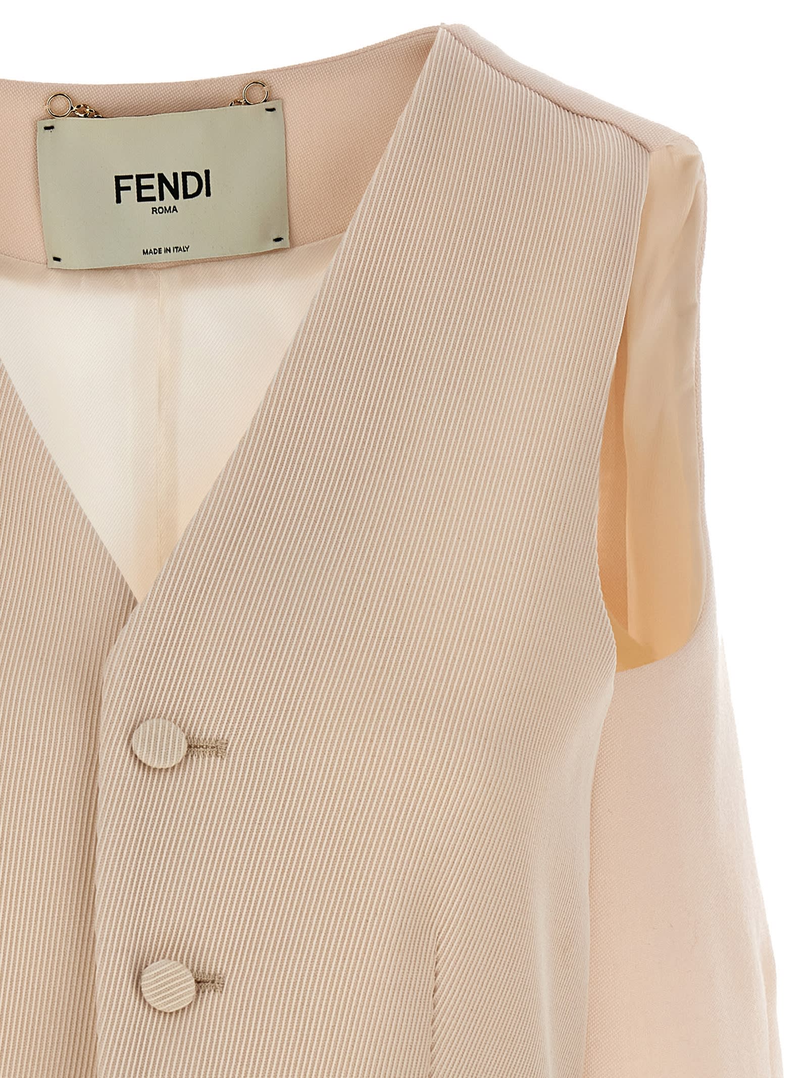 Shop Fendi Cut Out Deconstructed Vest In White