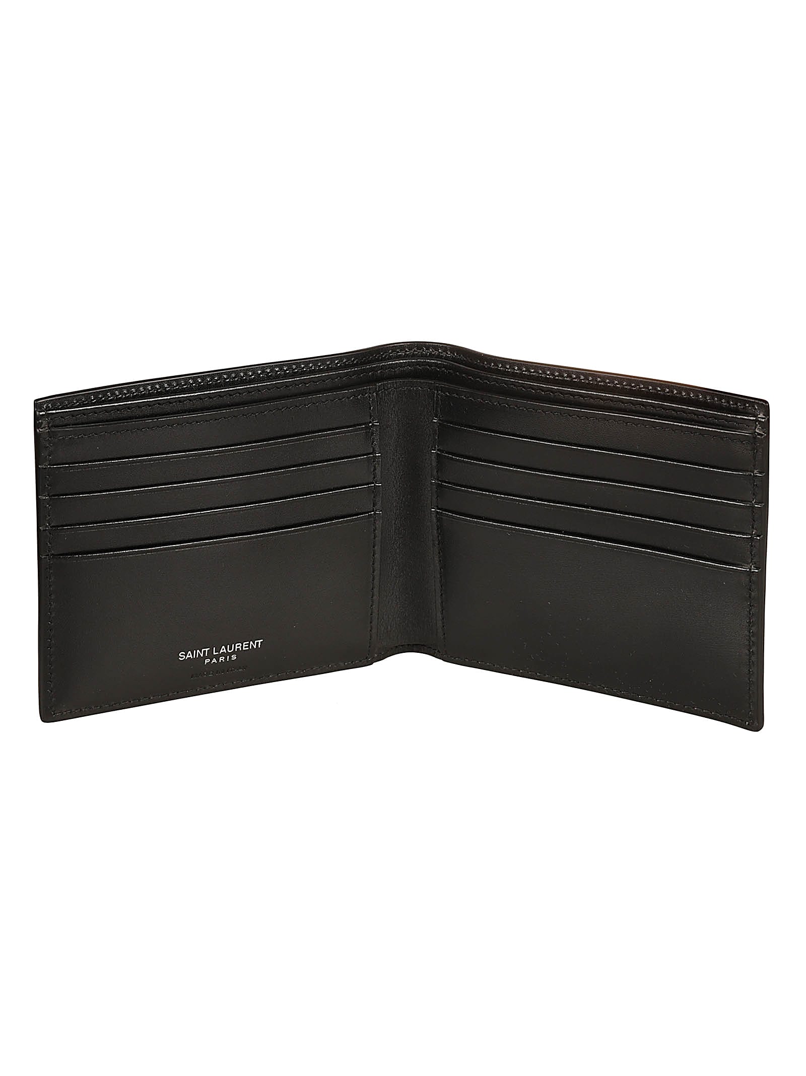 Shop Saint Laurent Initials Logo Classic Bi-fold Wallet In Black