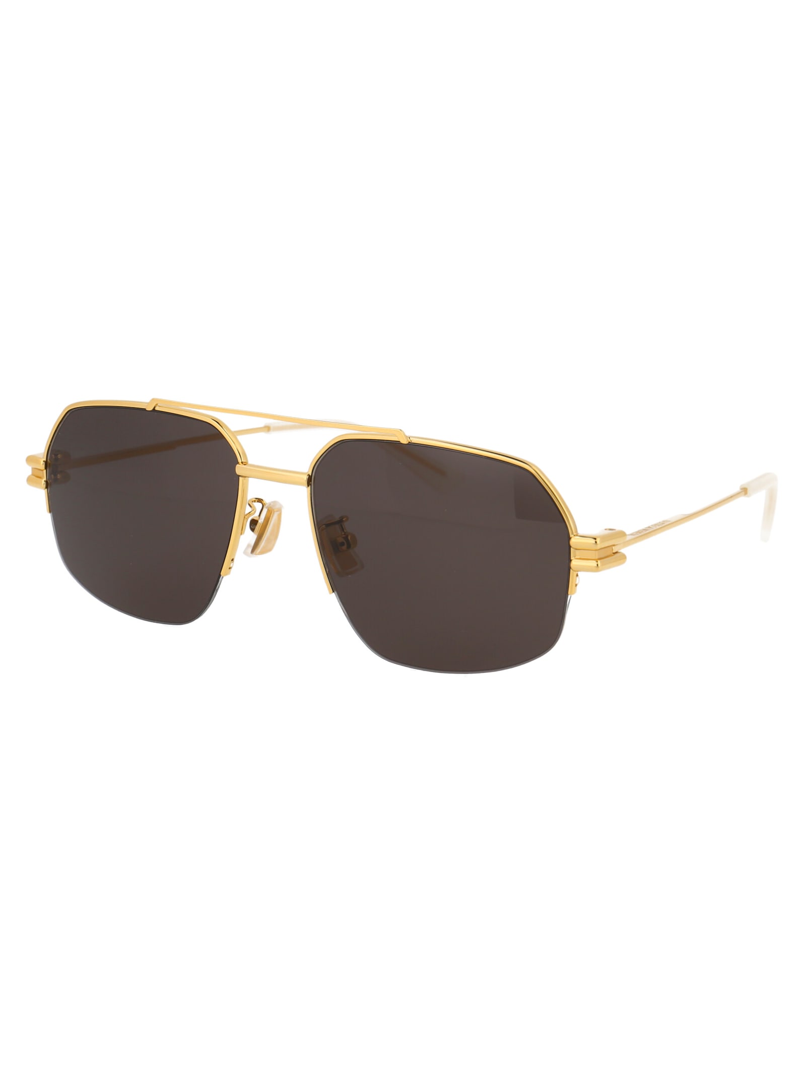 Shop Bottega Veneta Bv1127s Sunglasses In 002 Gold Gold Grey