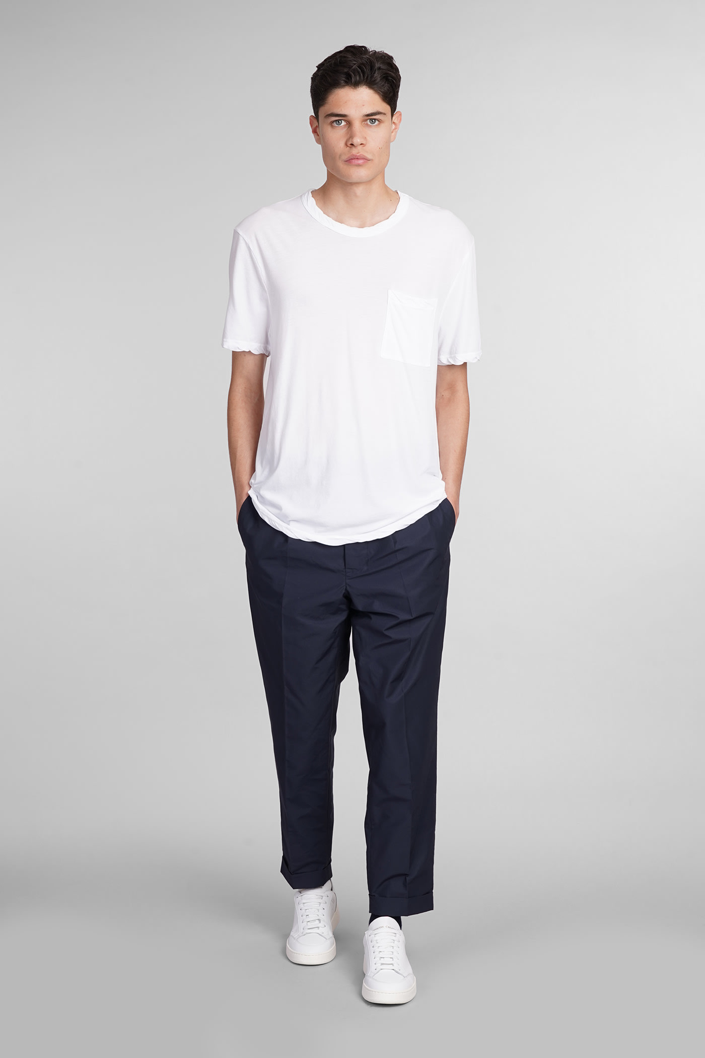 Shop Mauro Grifoni Pants In Blue Cotton