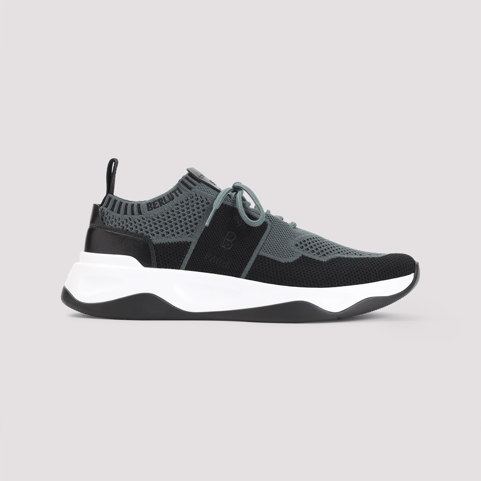 Berluti Breathable Textile And Leather Sneakers With Sole In Black