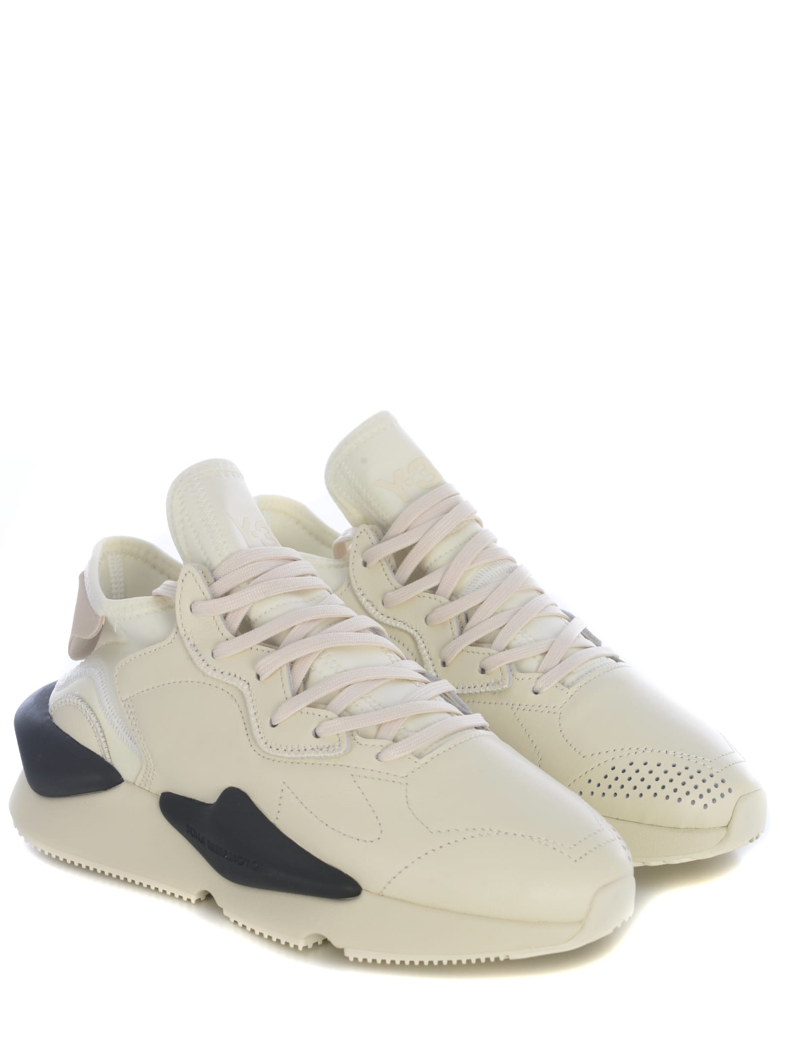 Shop Y-3 Sneakers  Kaiwa Made With Leather Upper In Beige